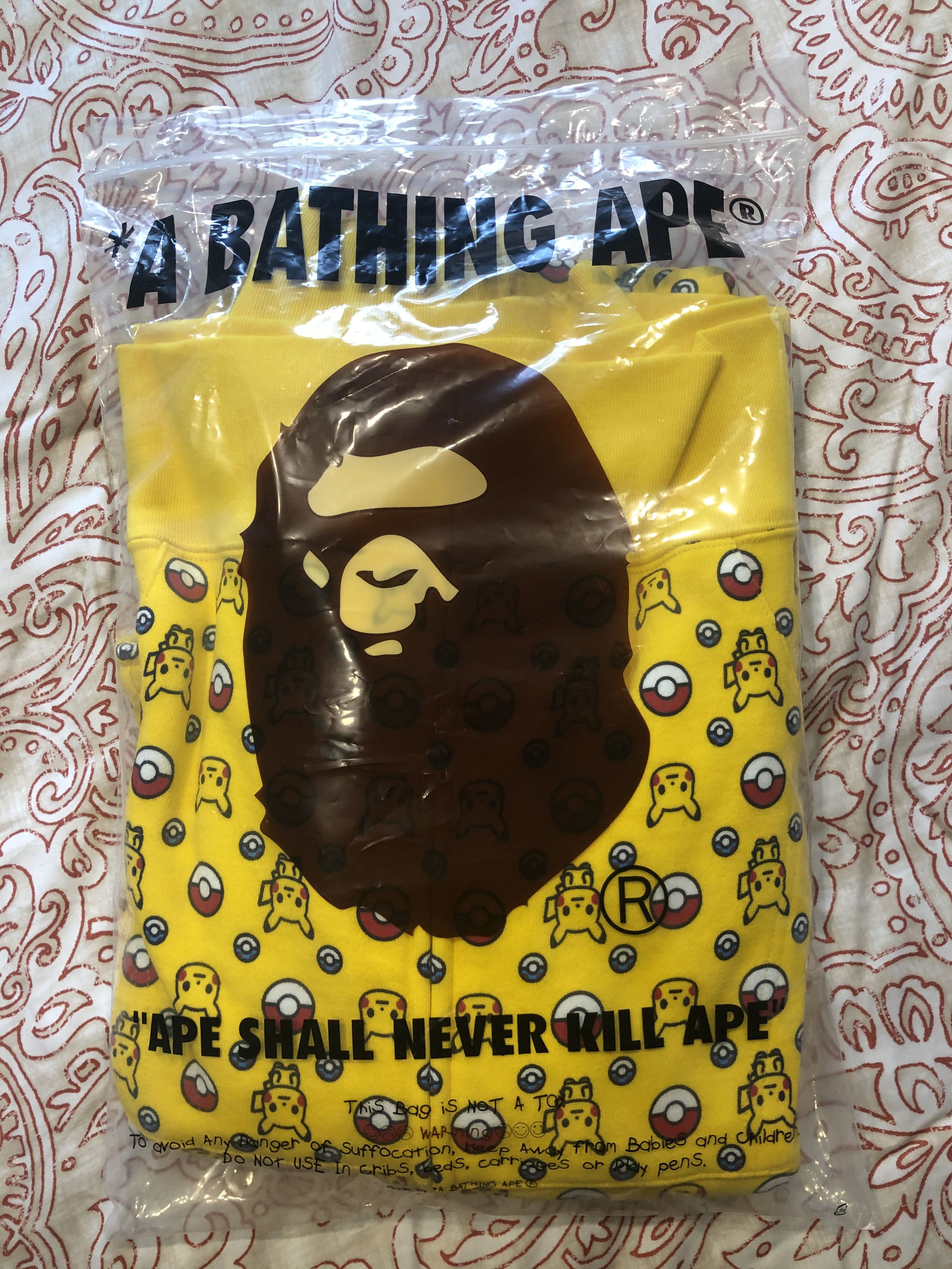 Bape × Pokemon BAPE x Pokemon Full Zip Hoodie Yellow - L | Grailed