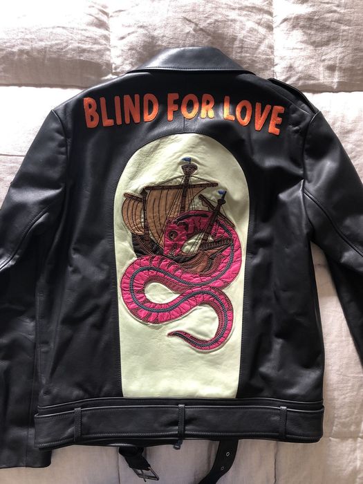 Gucci blind for on sale love leather jacket