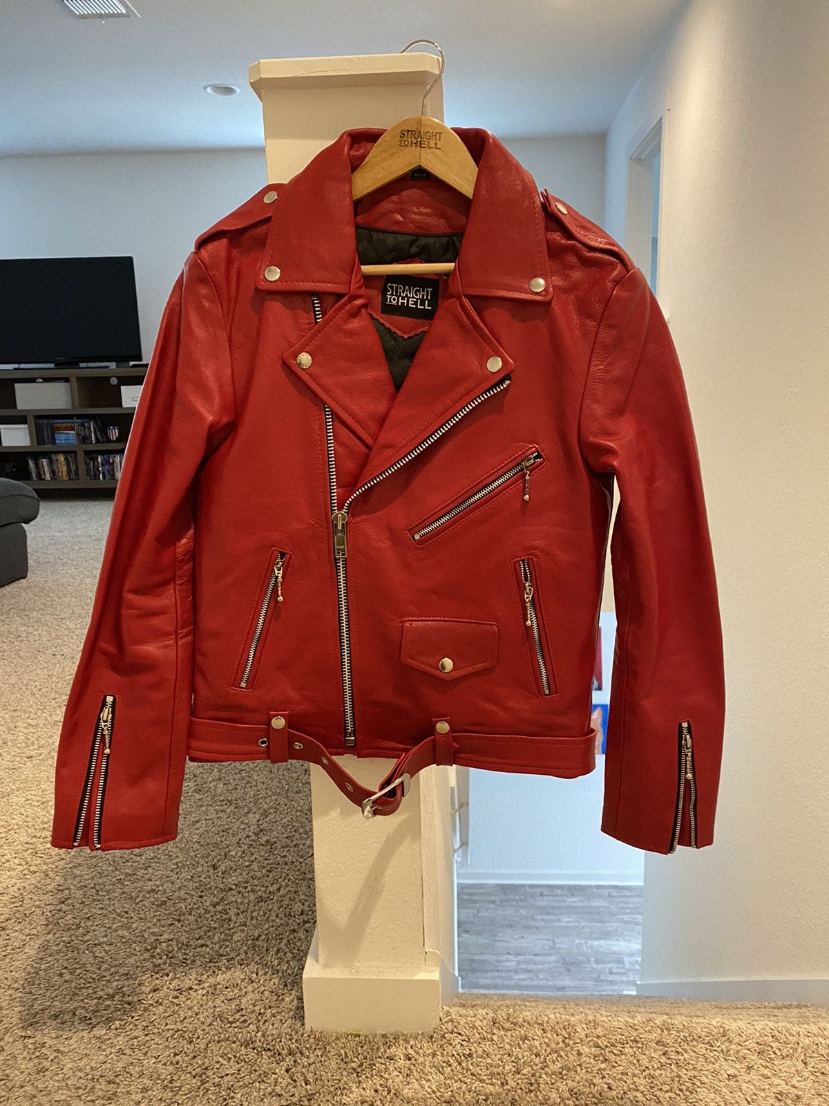 Commando - Blood Red Leather Jacket - Men's by Straight to Hell