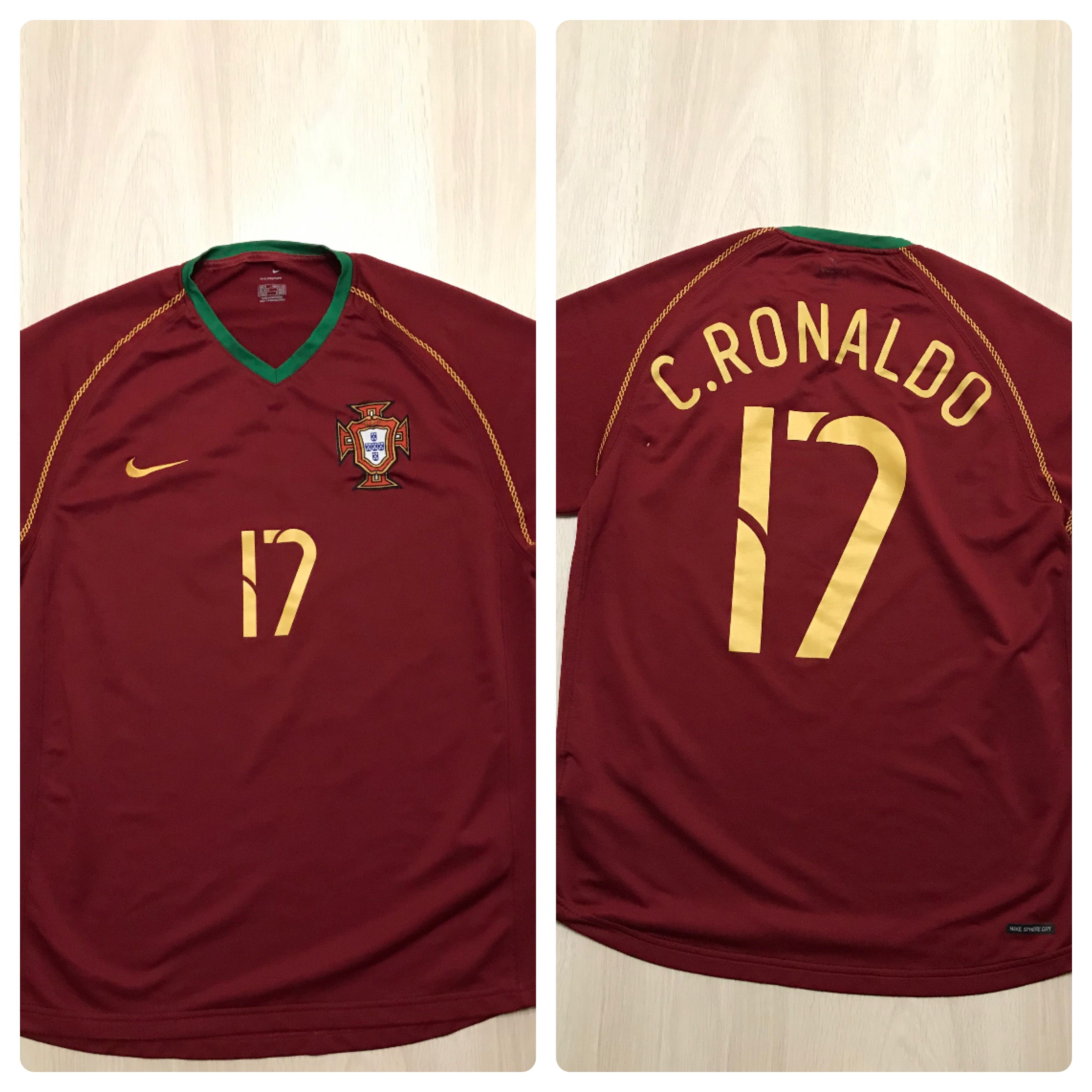 Vintage Soccer Jersey, Nike Portugal Ronaldo No. 17 Fun Nike Shirt Camisa Camiseta Large/Extra Large