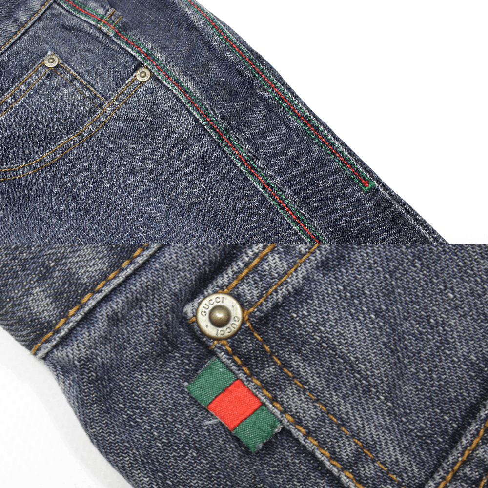Gucci 00S Tom Ford Era GG Patch Web Stripes "Cut Off" Jeans Size US 32 / EU 48 - 9 Thumbnail
