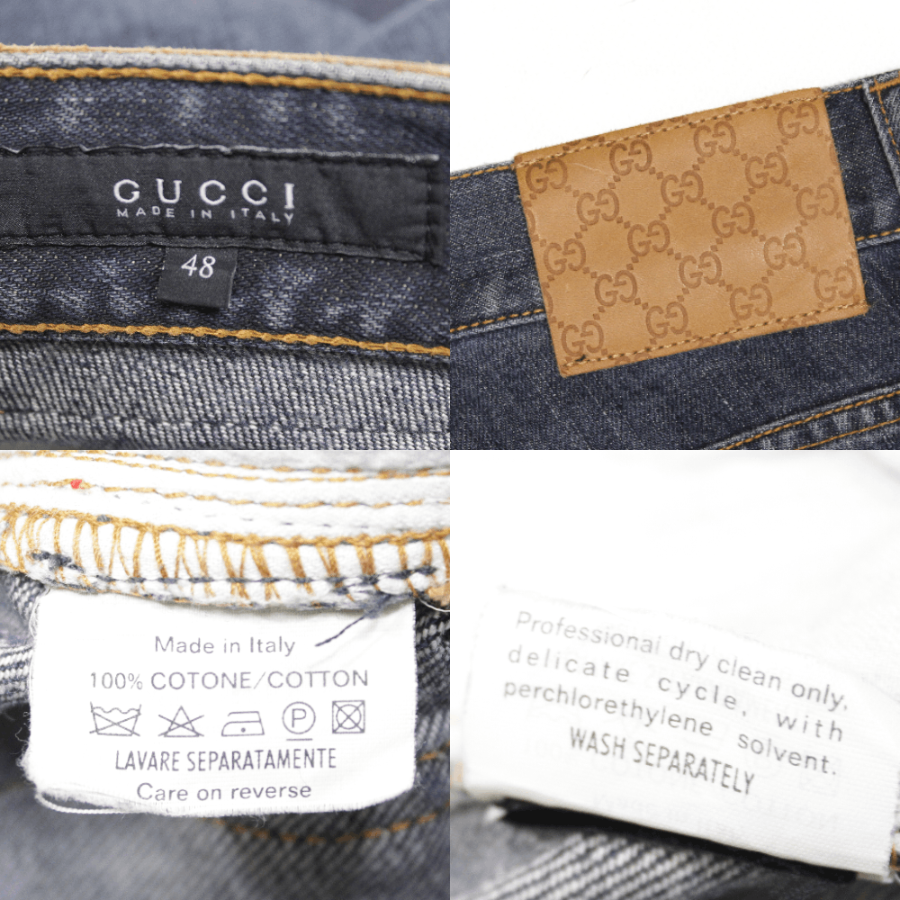 Gucci 00S Tom Ford Era GG Patch Web Stripes "Cut Off" Jeans Size US 32 / EU 48 - 10 Thumbnail