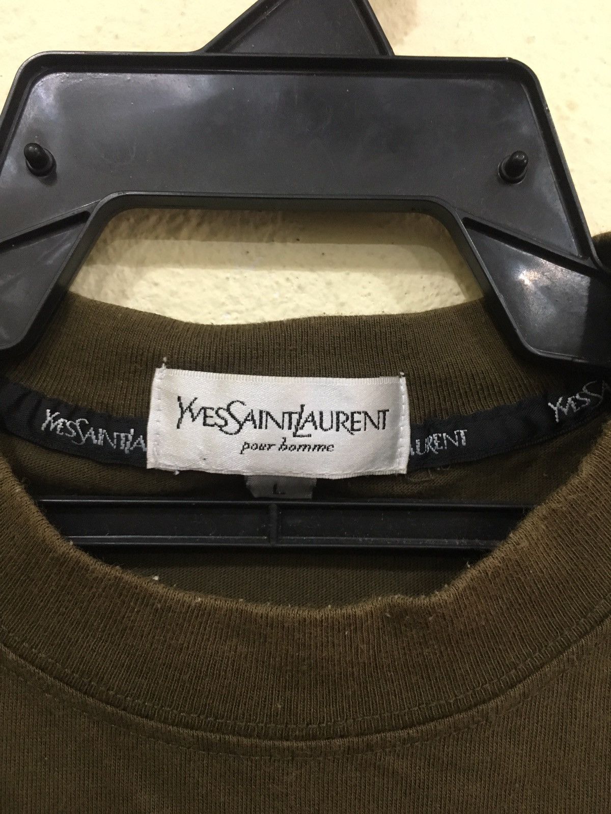 Vintage × Yves Saint Laurent Ysl pour homme plain t-shirt single pocket Size US L / EU 52-54 / 3 - 3 Thumbnail