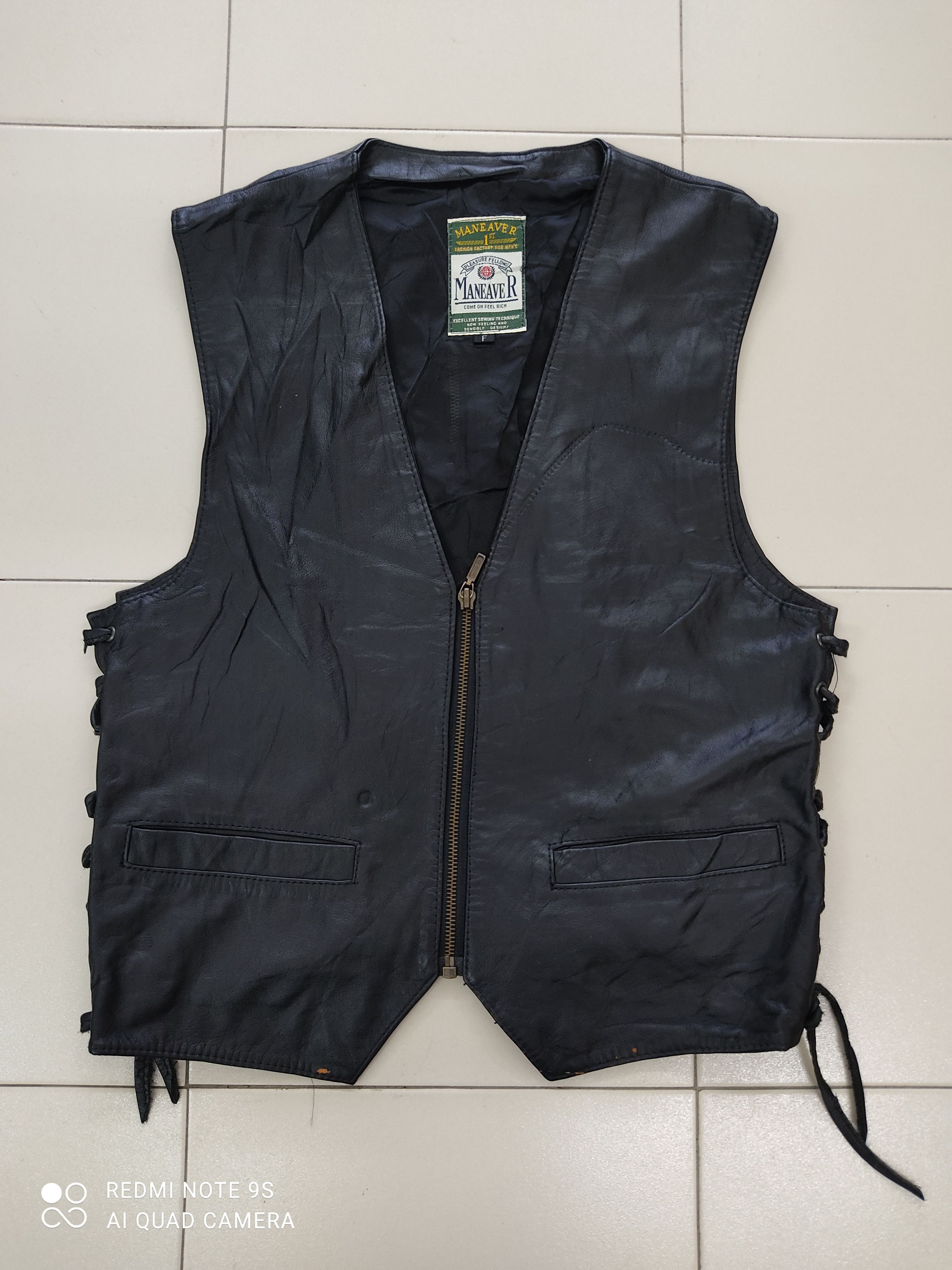 Japanese Brand × Leather × Streetwear ManeaveR Black Leather Vest 