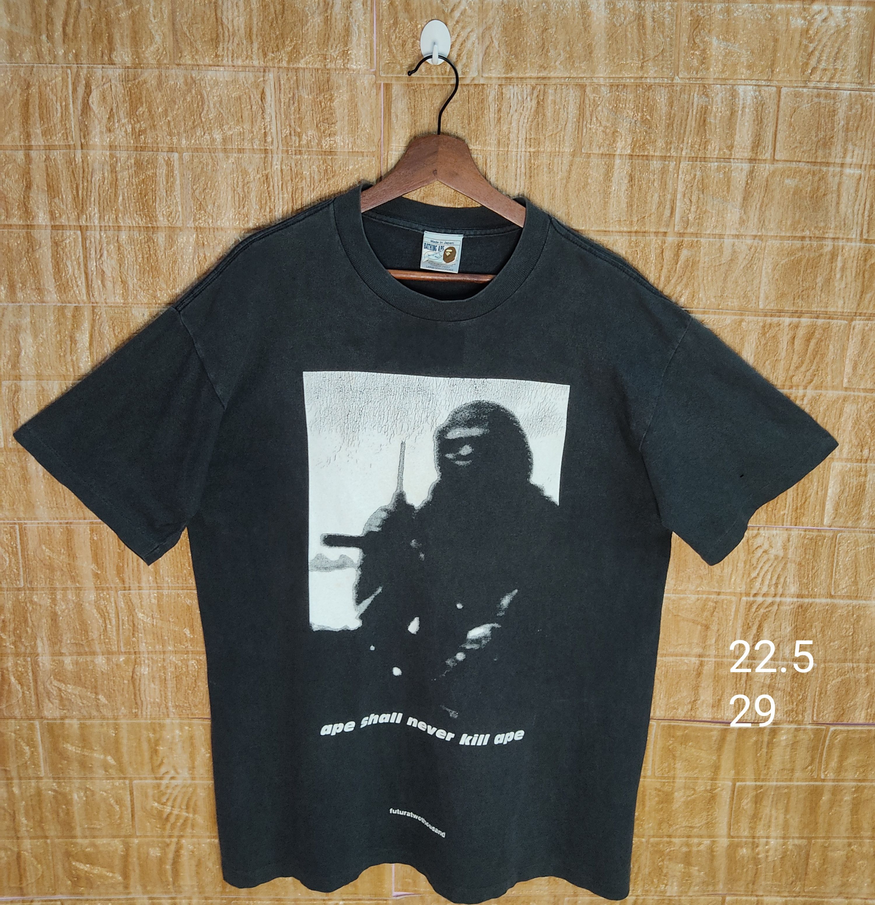 image of Bape x Vintage Best Offervintage A Bathing Ape X Oneita Asnka Tee in Black, Men's (Size Large)