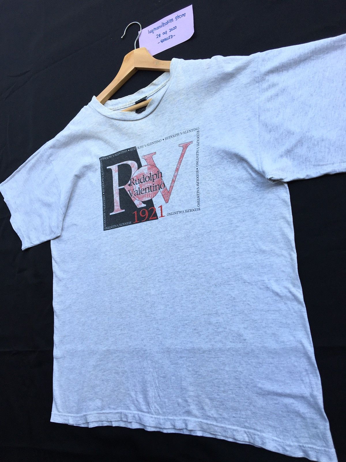 Valentino Vintage Rudolph Valentino Big Logo Spellout Tshirt Size US XL / EU 56 / 4 - 5 Thumbnail