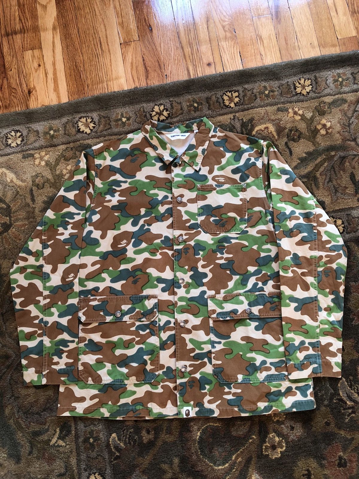 Bape Bape Camo snap on button chore coat Size US XL / EU 56 / 4 - 1 Thumbnail