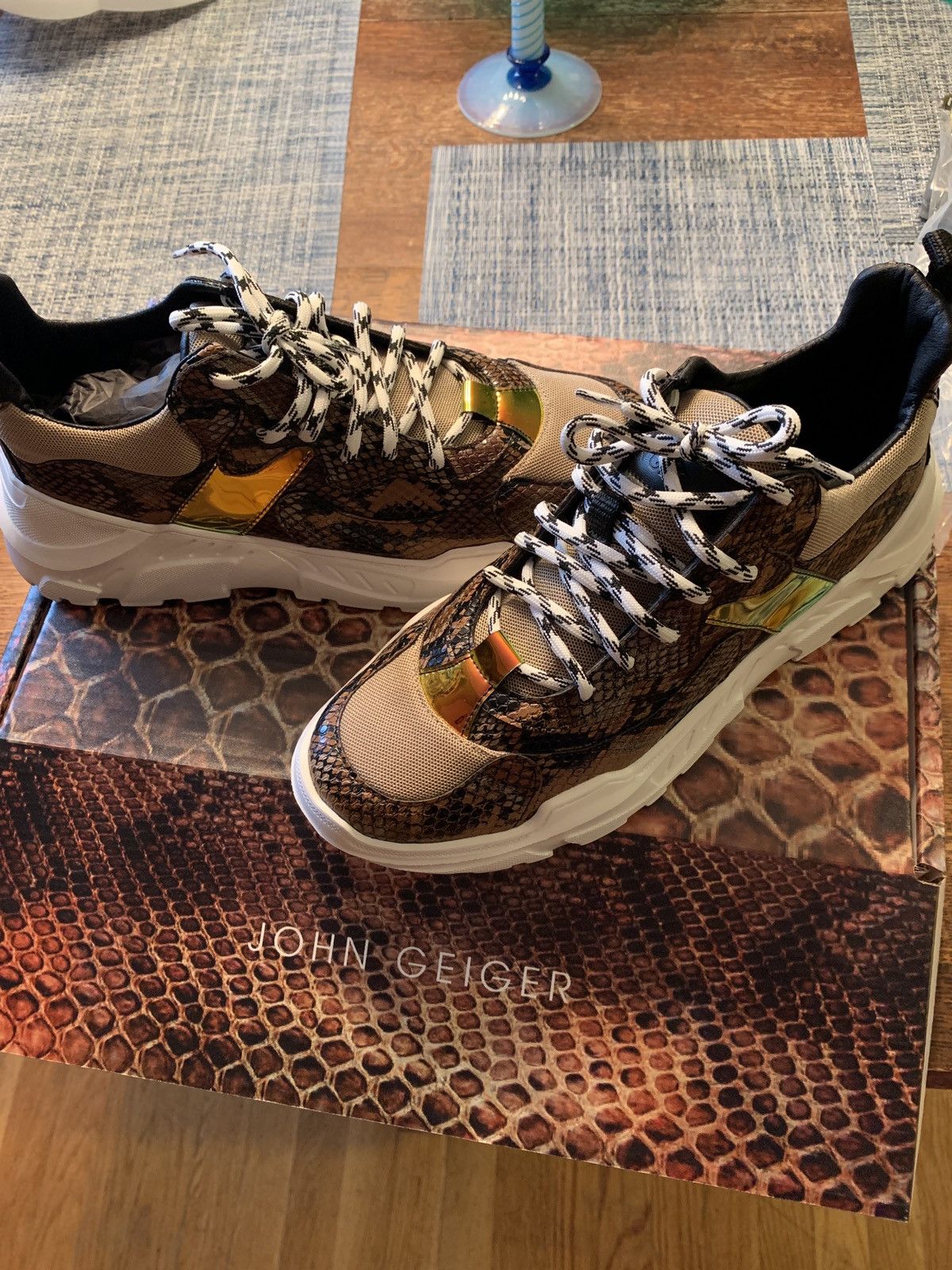 image of John Geiger 003 Brown Python Size 9 Shoes, Men's