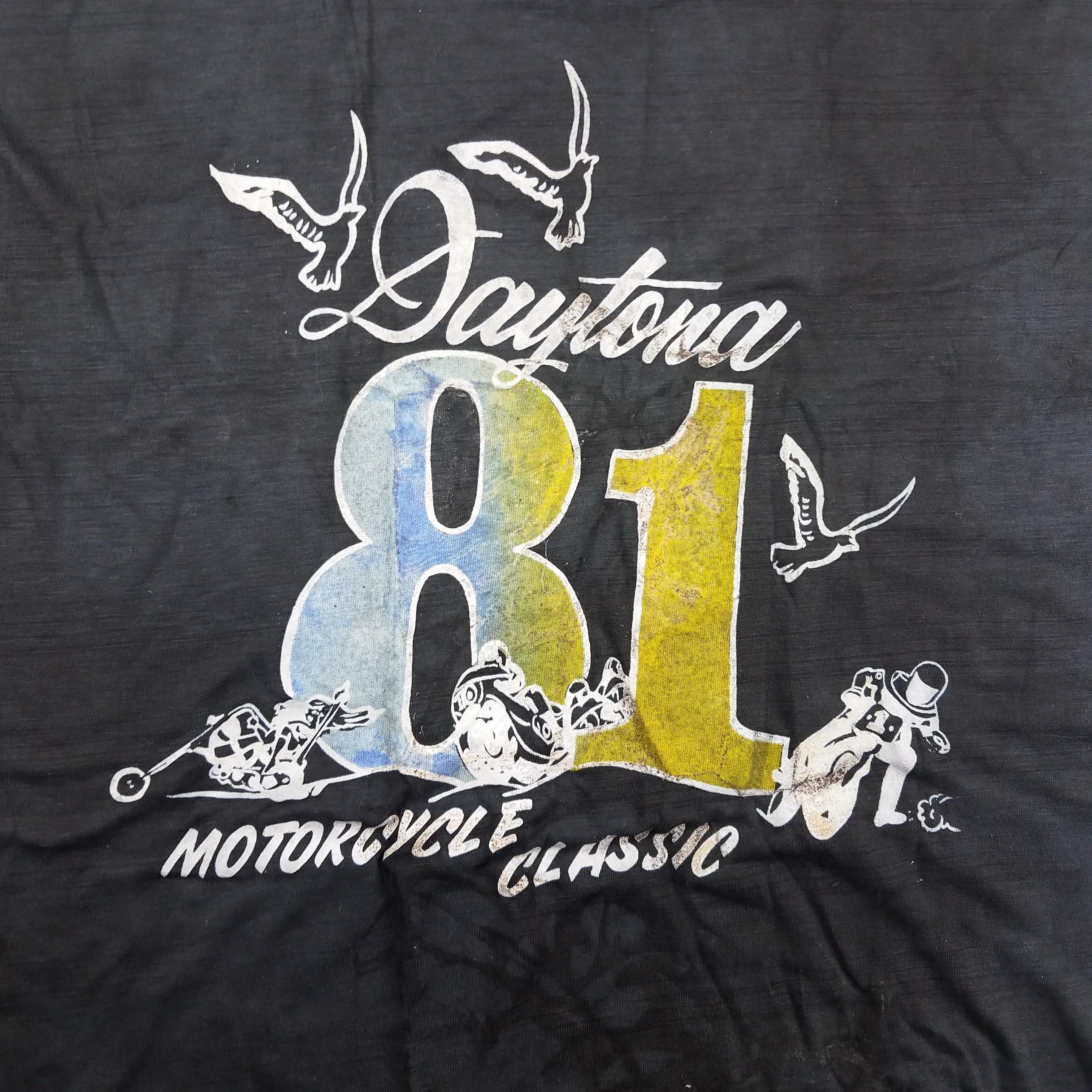 Vintage VTG 80s Daytona Paper Thin Distressed Biker Tee Shirt Size US L / EU 52-54 / 3 - 2 Thumbnail