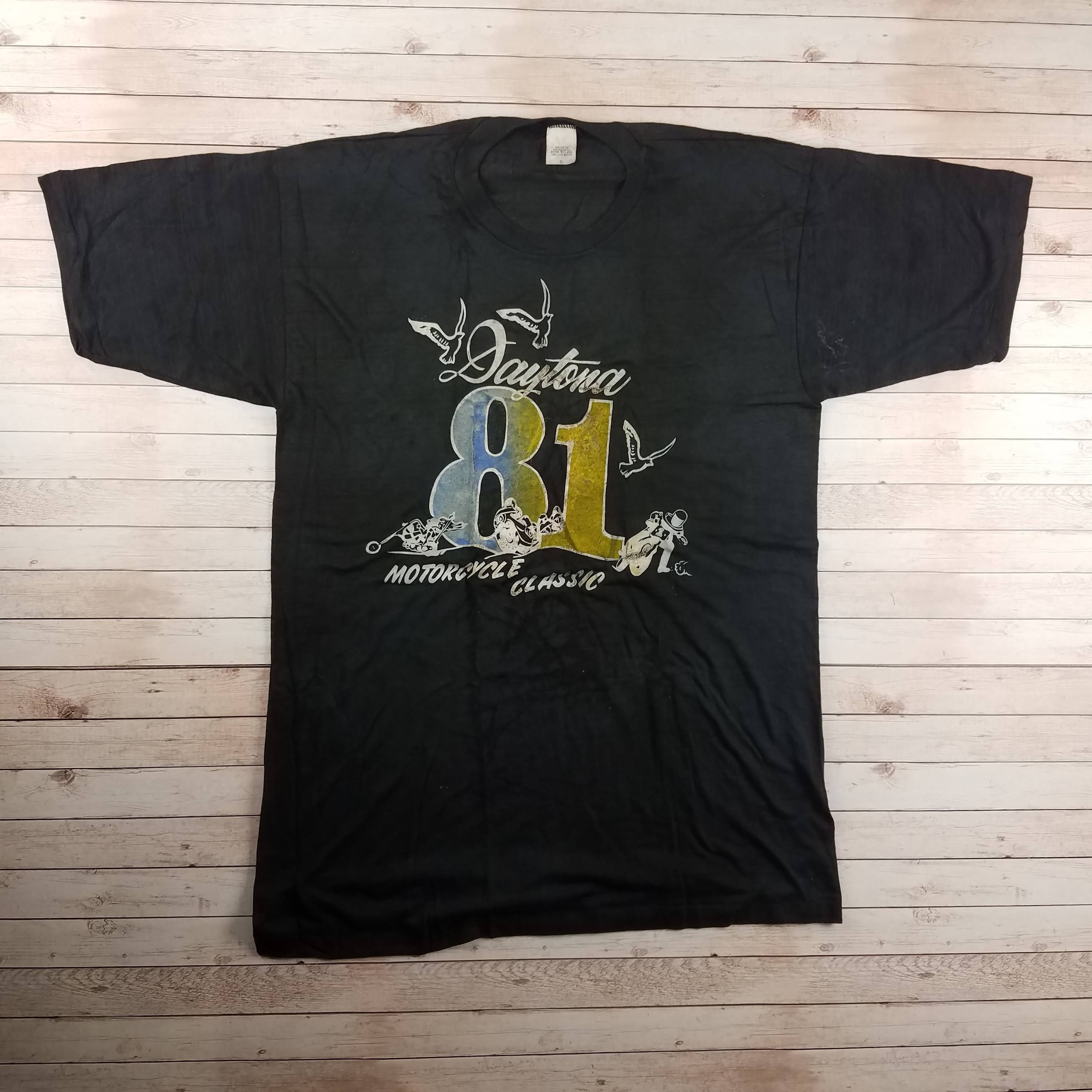 VTG 80s Daytona Paper Thin Distressed Biker Tee Shirt