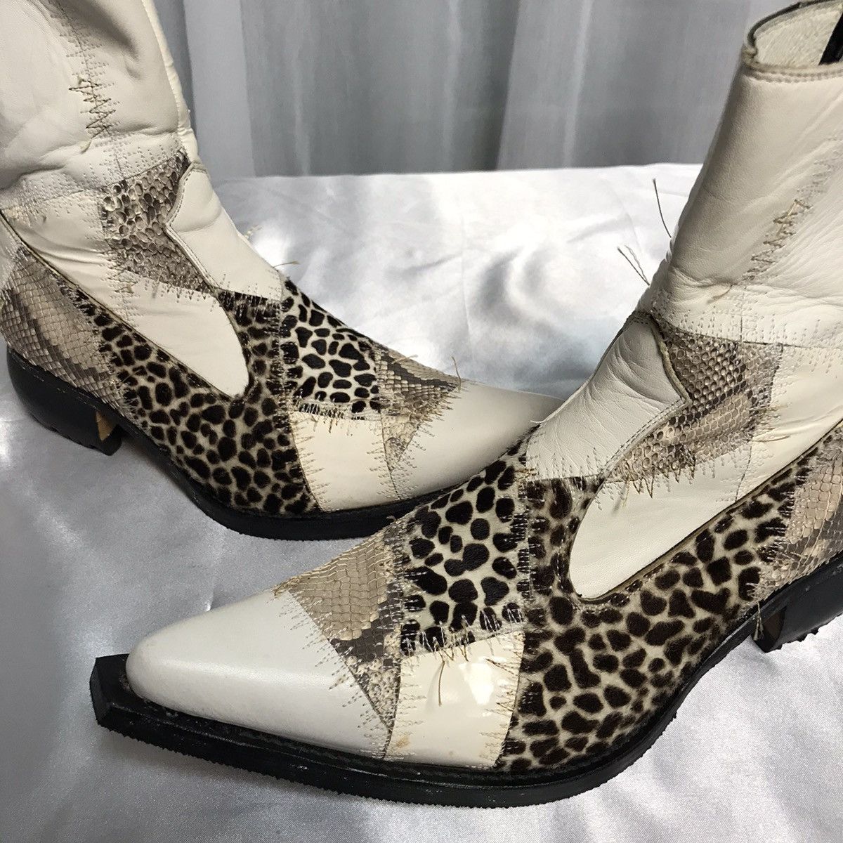 Roen Hiromu Takahara calf hair patchwork boots | Grailed