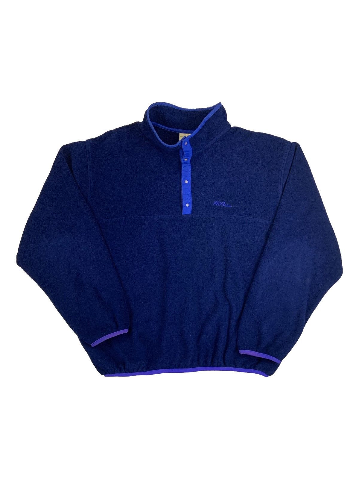 L.L. Bean × Vintage VTG 90s LL Bean snap T script logo fleece navy M hype rare Size US L / EU 52-54 / 3 - 1 Thumbnail