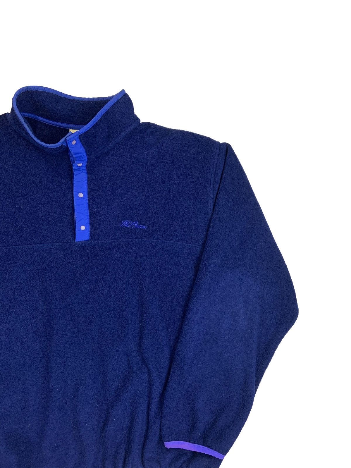 L.L. Bean × Vintage VTG 90s LL Bean snap T script logo fleece navy M hype rare Size US L / EU 52-54 / 3 - 3 Thumbnail