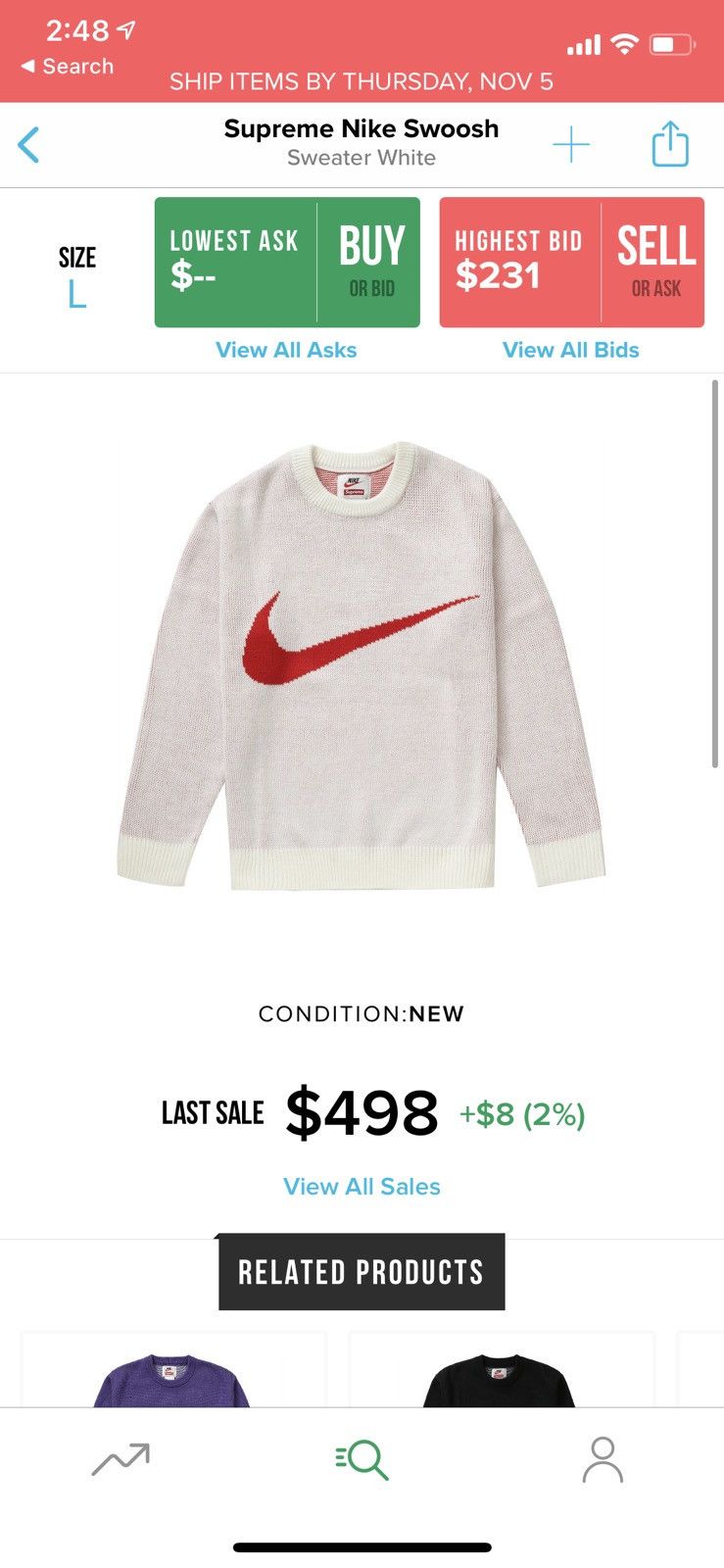 Supreme nike knit sweater on sale