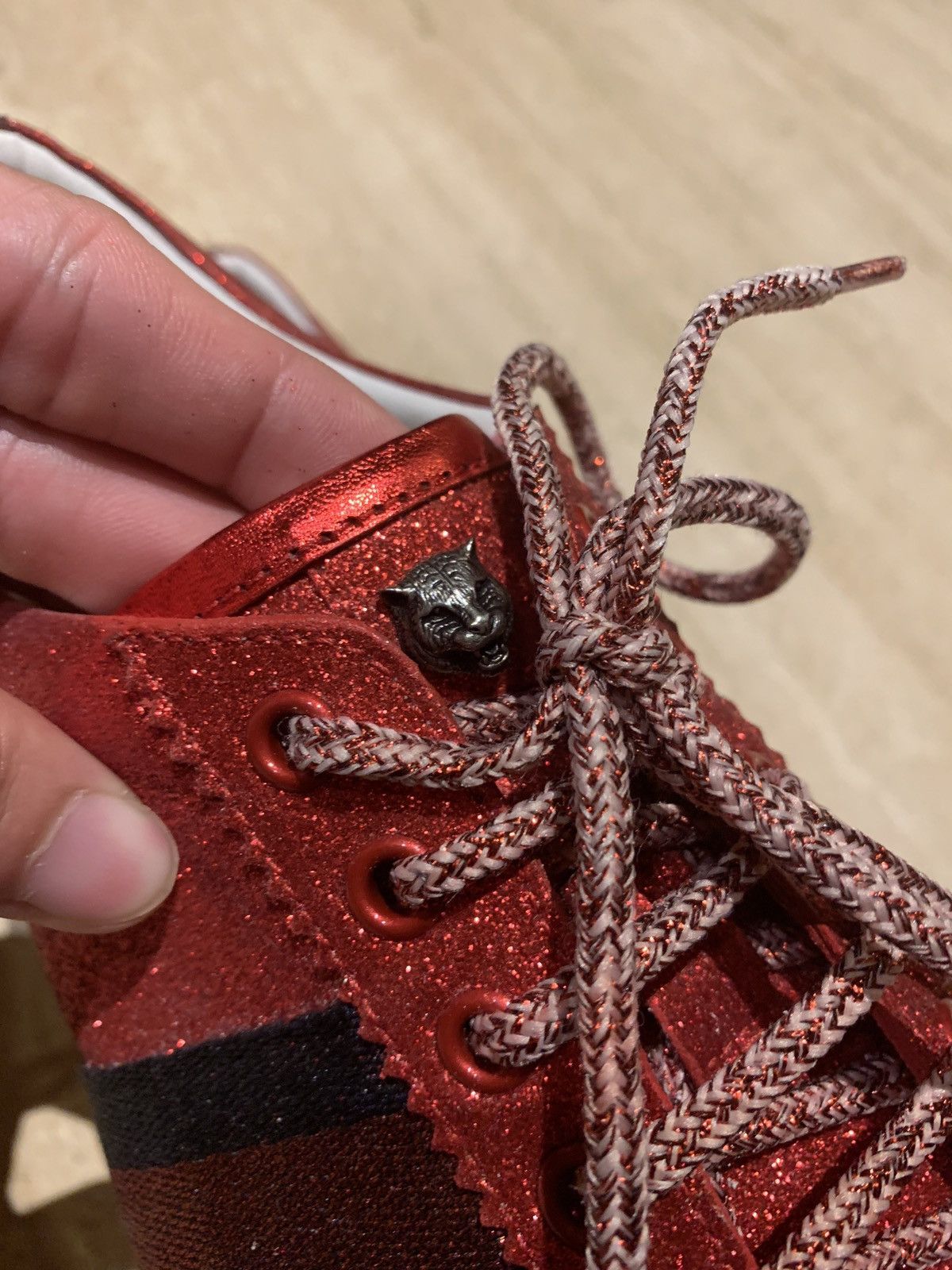 Gucci Red Glitter Christmas Elf Shoes Size US 10.5 / EU 43-44 - 2 Thumbnail