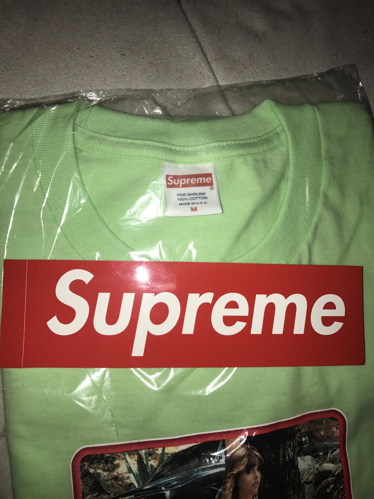 Supreme Supreme Green Logo Larry Clark Girl Tee Shirt Nude | Grailed