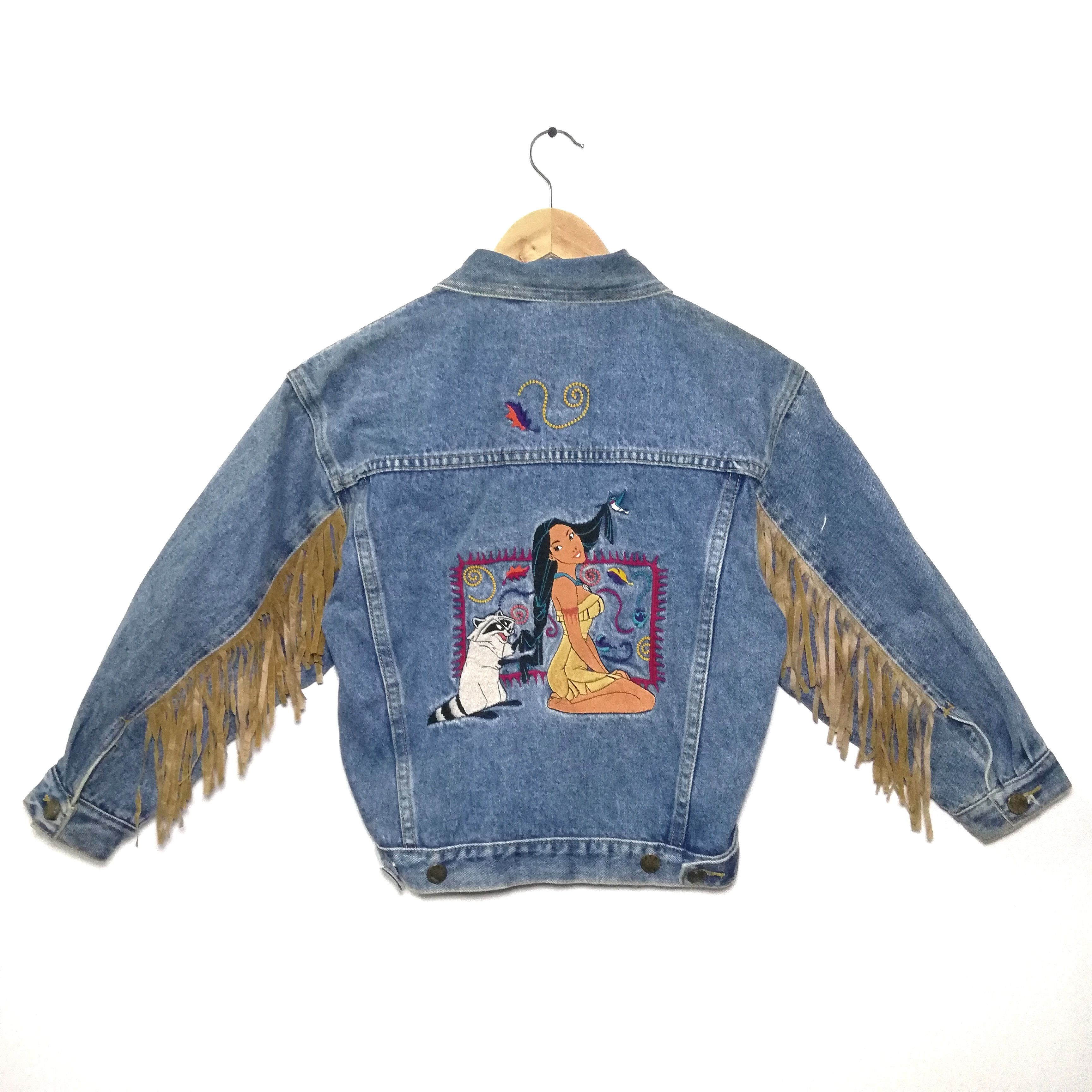 Disney Pocahontas Blue Jean Jacket Women's XL Spirit Jersey Oversized shops