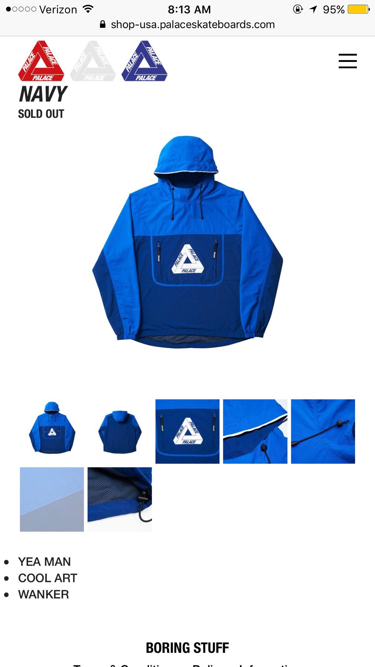 Palace OVER PARK SHELL TOP CLASSIC BLUE / NAVY | Grailed