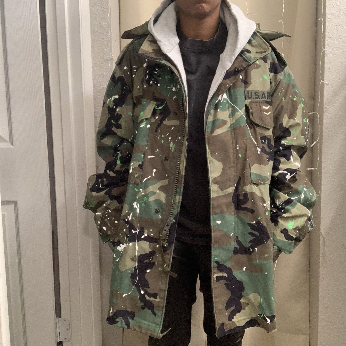 Vintage Vtg lined Army field coat with paint splatter Size US L / EU 52-54 / 3 - 1 Thumbnail