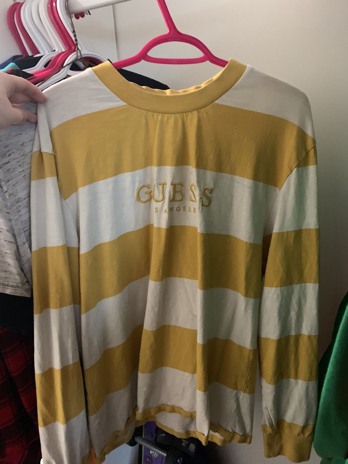 Guess kenmore striped sales long sleeve tee