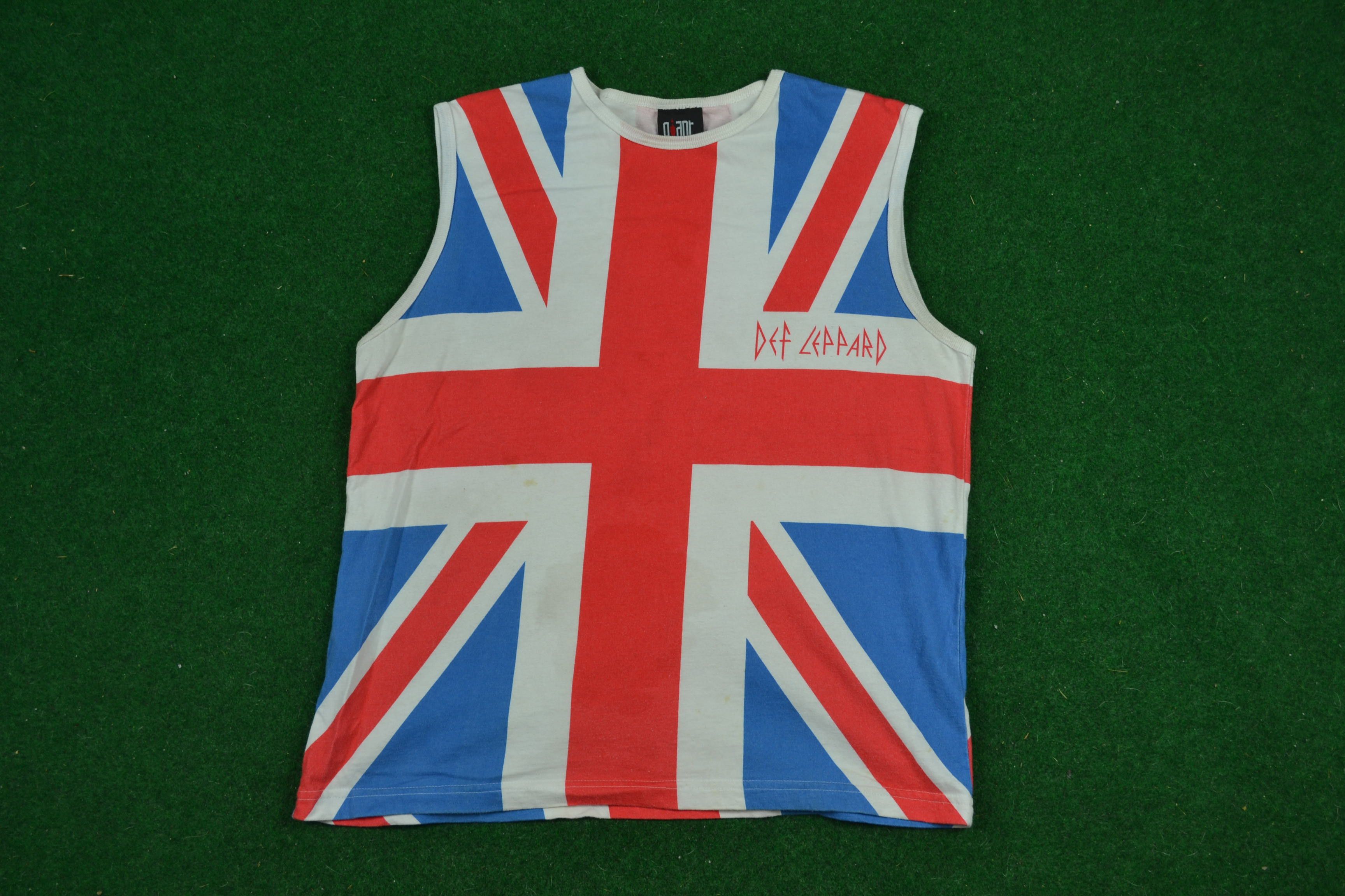 90s Def Leppard Union Jack Flag Tank Tee Shirt Metal Band