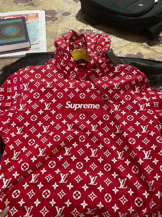 Supreme x Louis Vuitton Box Logo Hooded Sweatshirt Red Men's