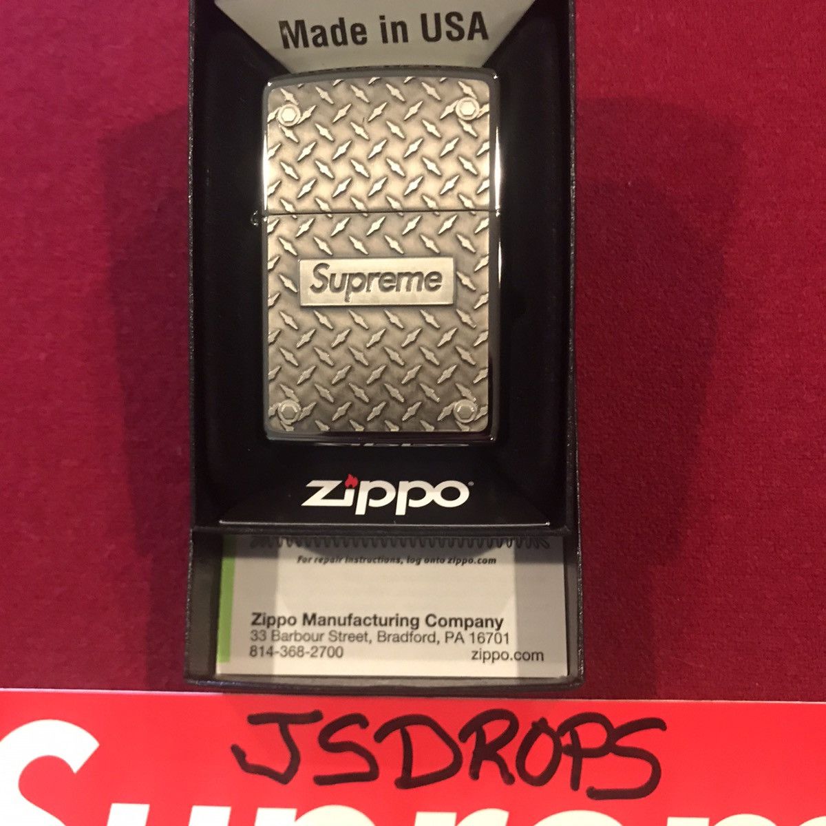 Supreme Supreme Diamond Plate Zippo Lighter SS19 Size ONE SIZE - 2 Thumbnail