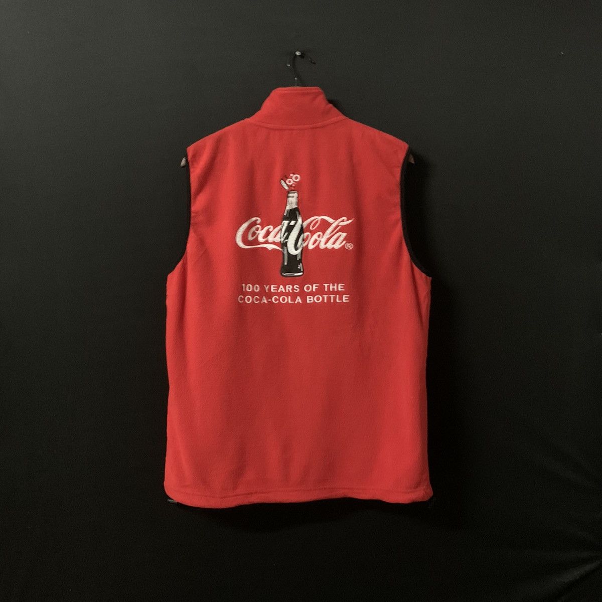 image of Coca Cola x Vintage Coca-Cola Spell Out Big Logo Zip Ups Vest in Red, Men's (Size Medium)
