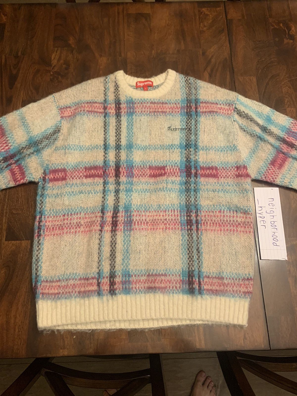 Supreme Supreme Brushed Plaid Sweater White | Grailed