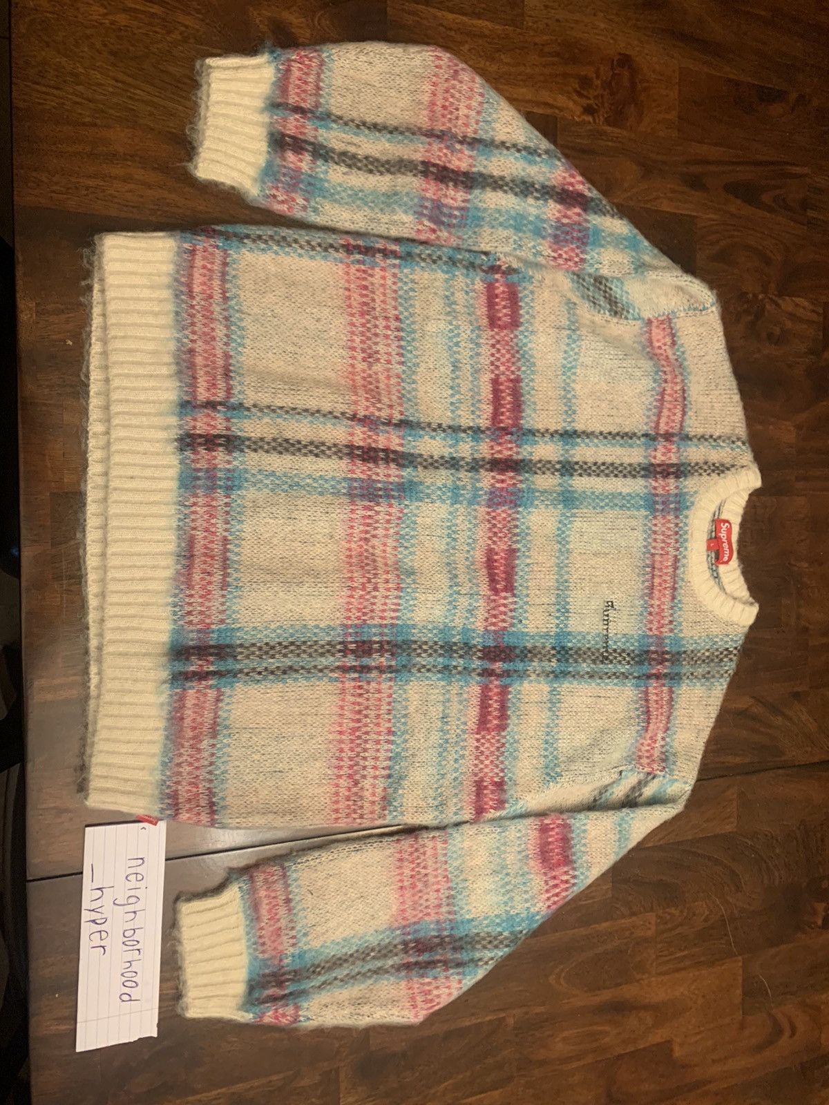 Supreme Supreme Brushed Plaid Sweater White | Grailed