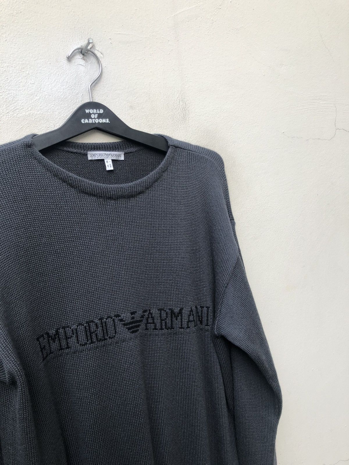 Emporio Armani × Vintage Vintage 90s Emporio Armani Italy Spell Out Knitwear Sweater Size US L / EU 52-54 / 3 - 3 Thumbnail