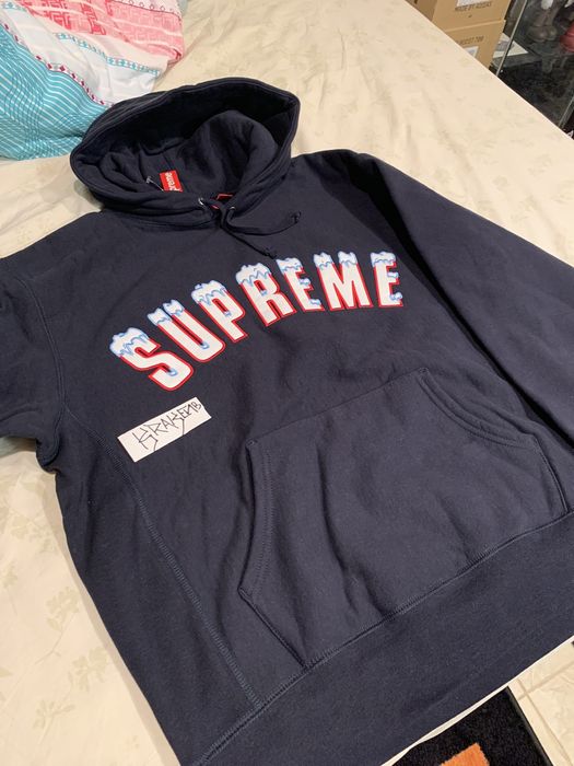 Supreme Supreme Icy Arc Hooded Sweatshirt ( Navy ) | Grailed