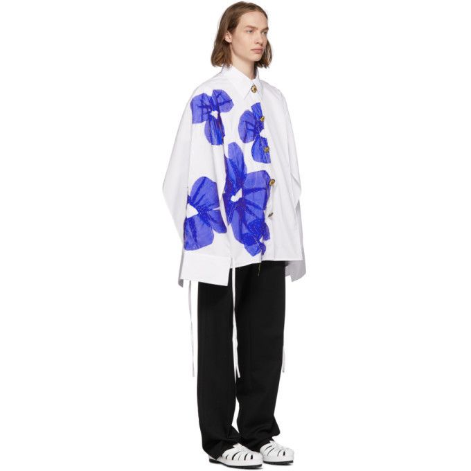 BOTTER Botter White Flower Open Over Shirt Size US M / EU 48-50 / 2 - 1 Thumbnail