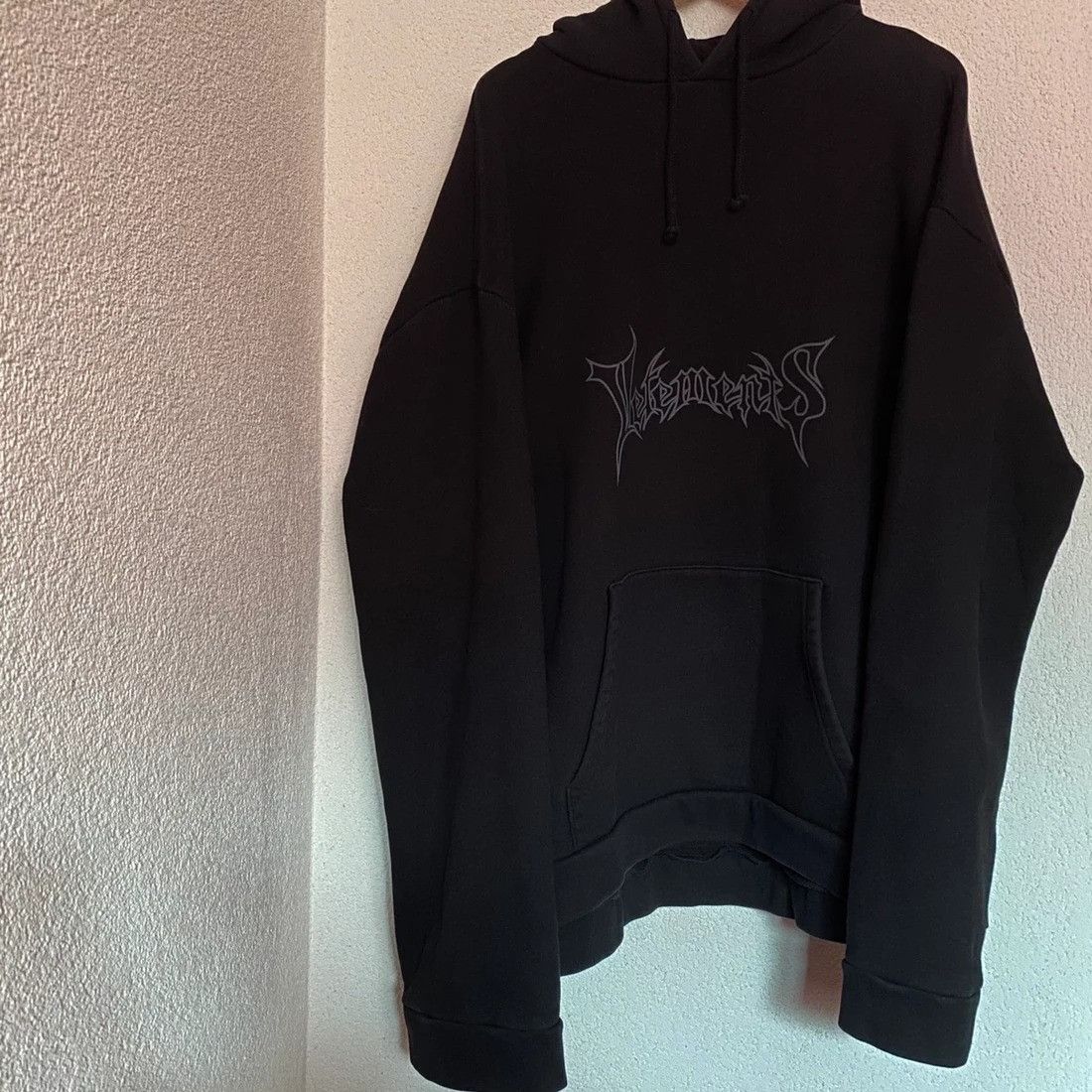 image of Vetements Runway OG Metal Logo Hoodie F/w 16 in Black, Men's (Size XS)