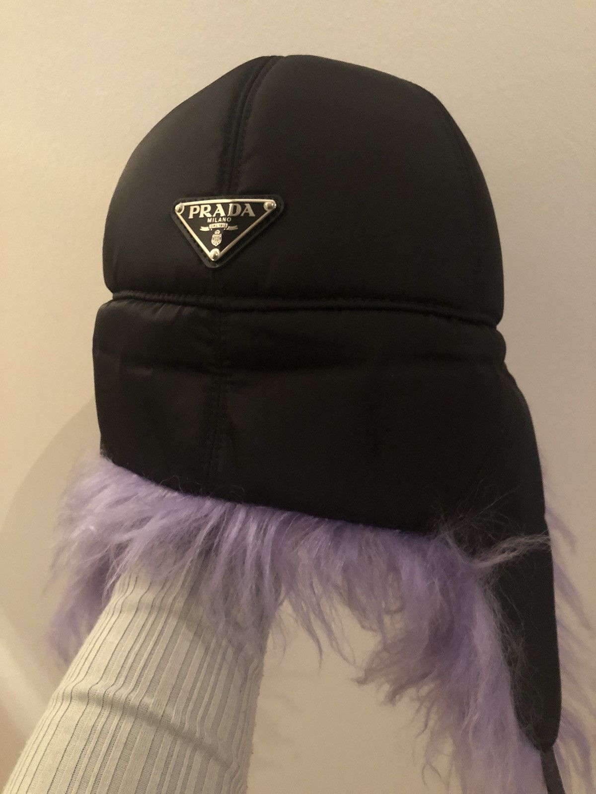 Prada padded nylon top beanie