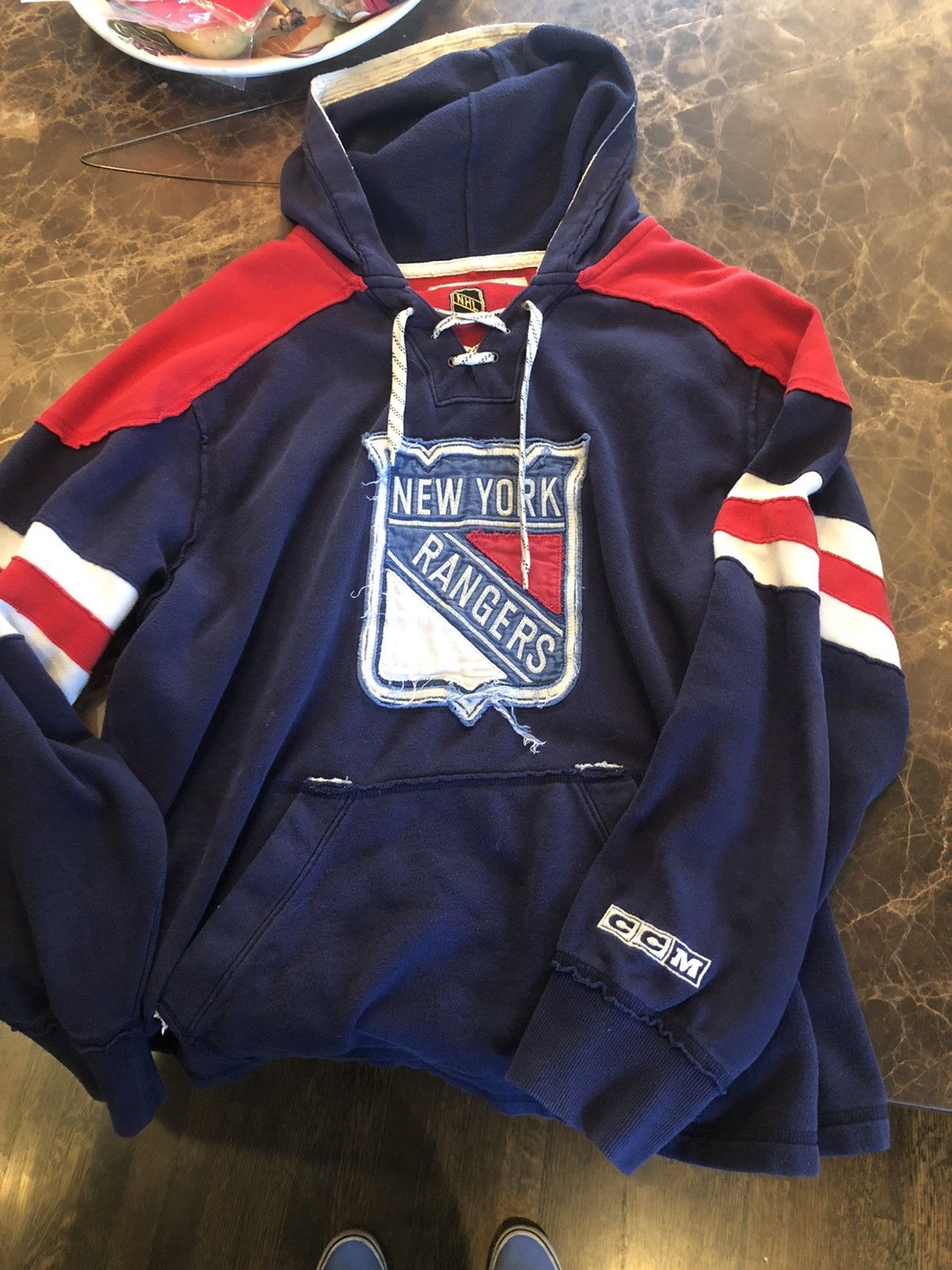 Men's New York Rangers CCM Navy Jersey Pullover Hoodie