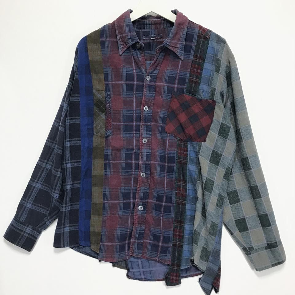 Pre-owned Needles Rebuild By  Rebuild 7 Cut Flannel Shirt Ribbon In Multicolor