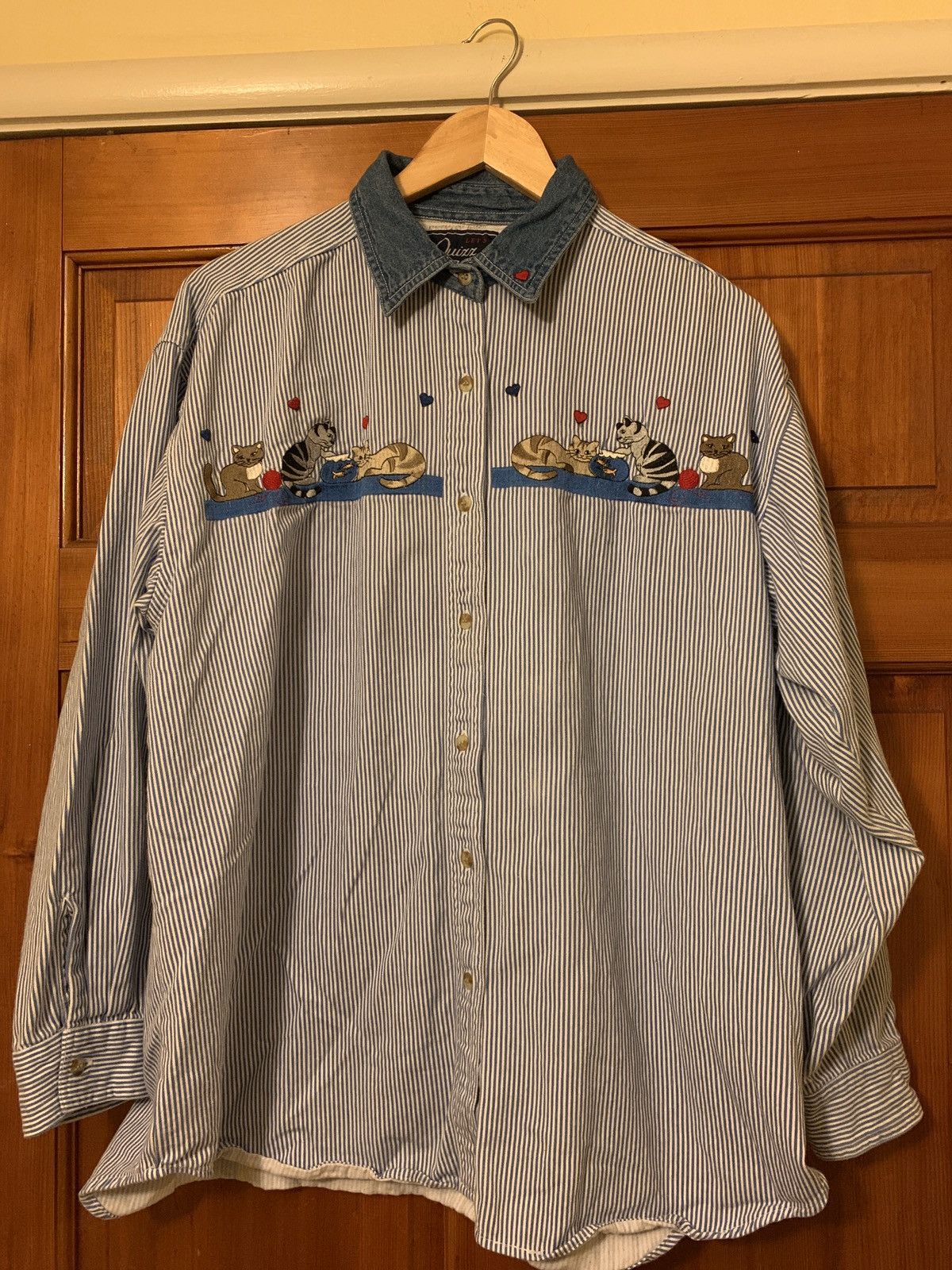 Vintage *RARE* Vintage Embroidered Cats Fun Shirt - Size Large Size US L / EU 52-54 / 3 - 1 Thumbnail