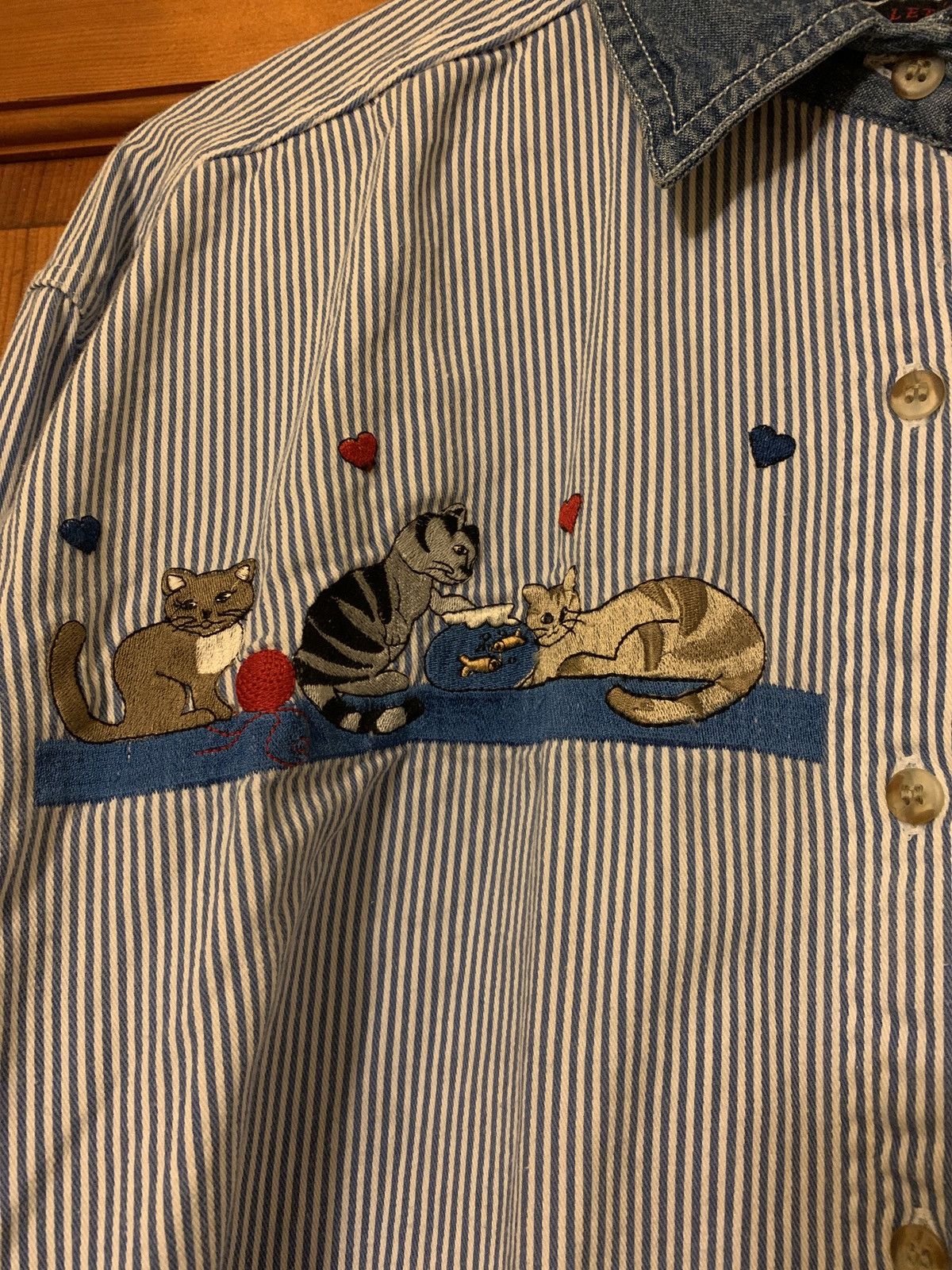Vintage *RARE* Vintage Embroidered Cats Fun Shirt - Size Large Size US L / EU 52-54 / 3 - 4 Thumbnail