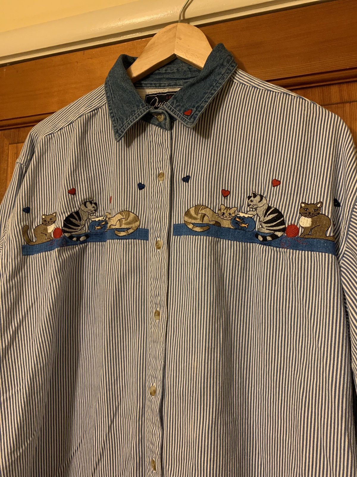 Vintage *RARE* Vintage Embroidered Cats Fun Shirt - Size Large Size US L / EU 52-54 / 3 - 2 Thumbnail
