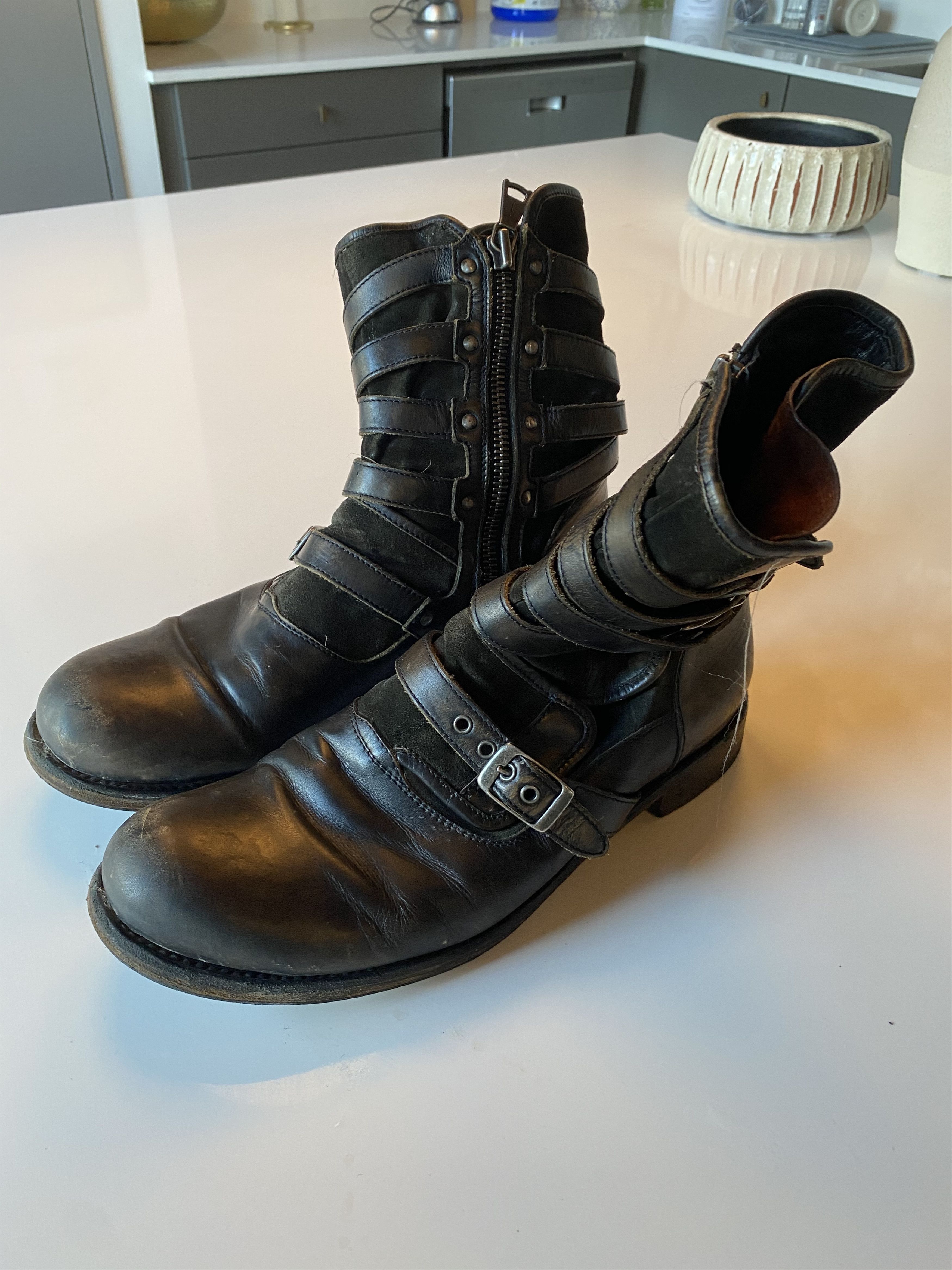 John varvatos engineer triple buckle boot sale