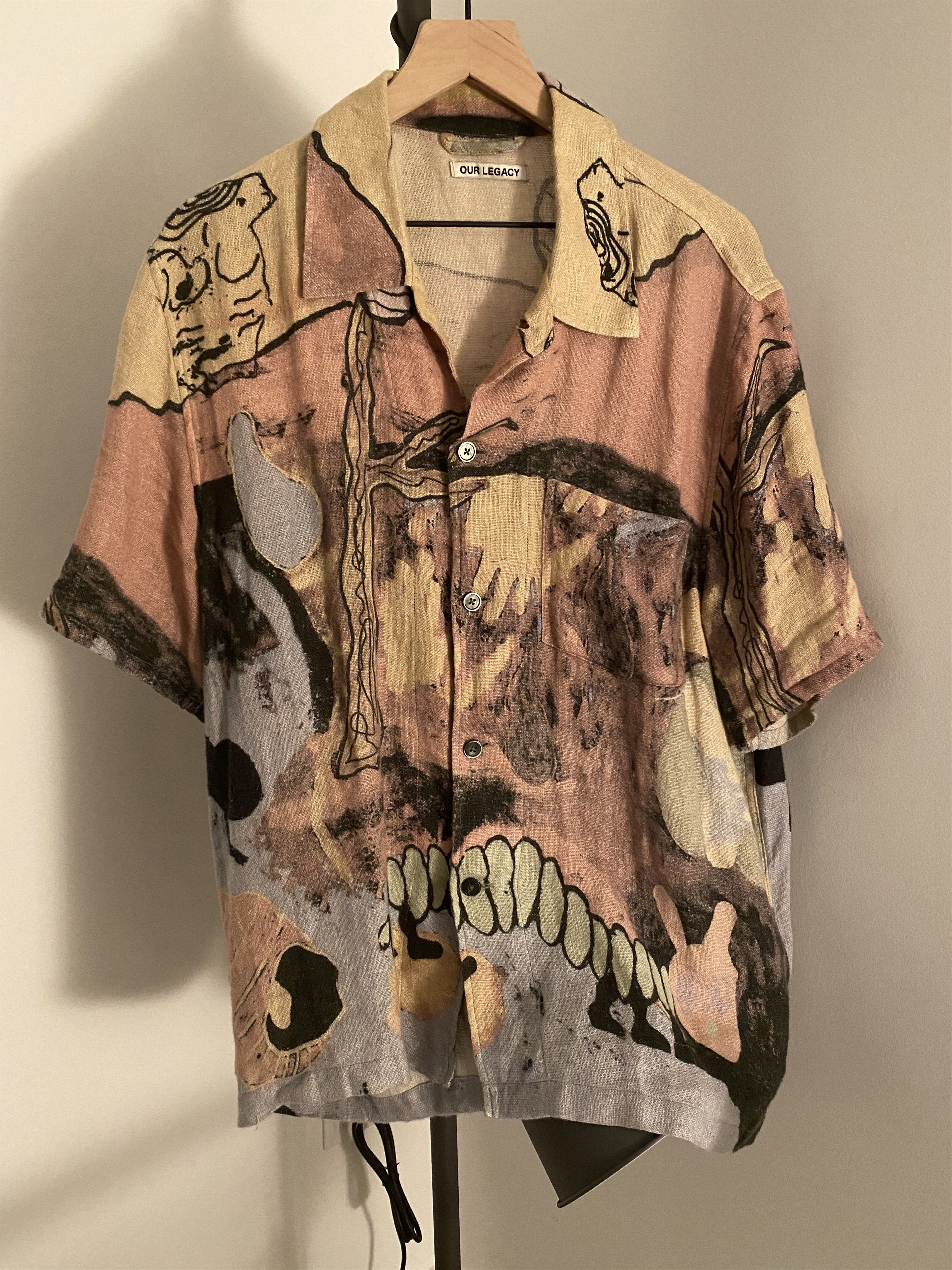 Pre-owned Our Legacy Acid Landscape Boxy Linen Shirt In Multi