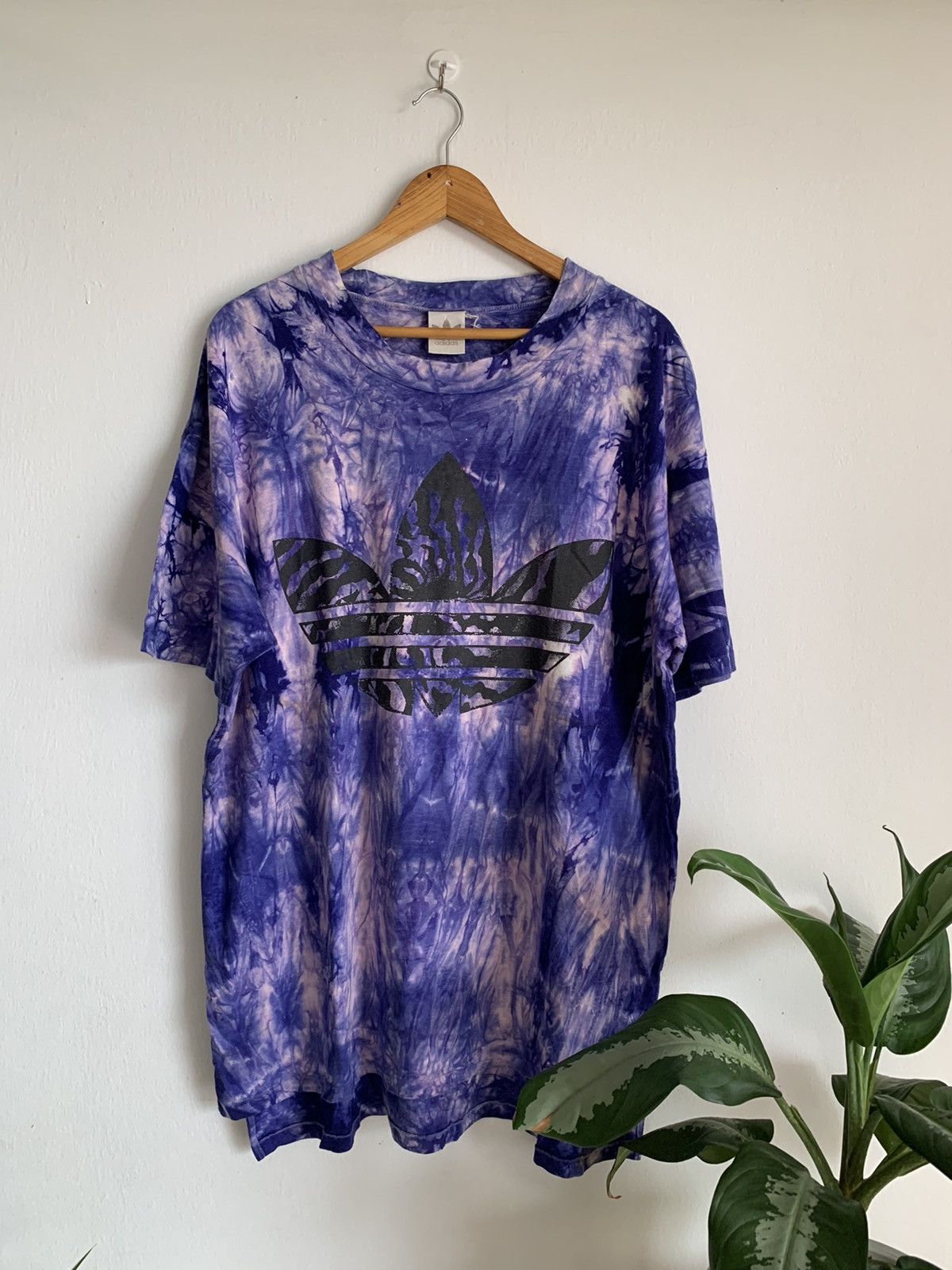 Vintage 90s Adidas Trefoil Tie Dye T Shirt