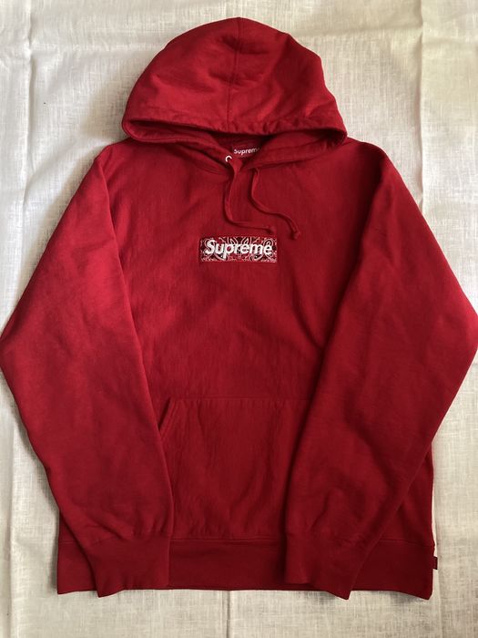 Supreme red bandana hot sale box logo hoodie