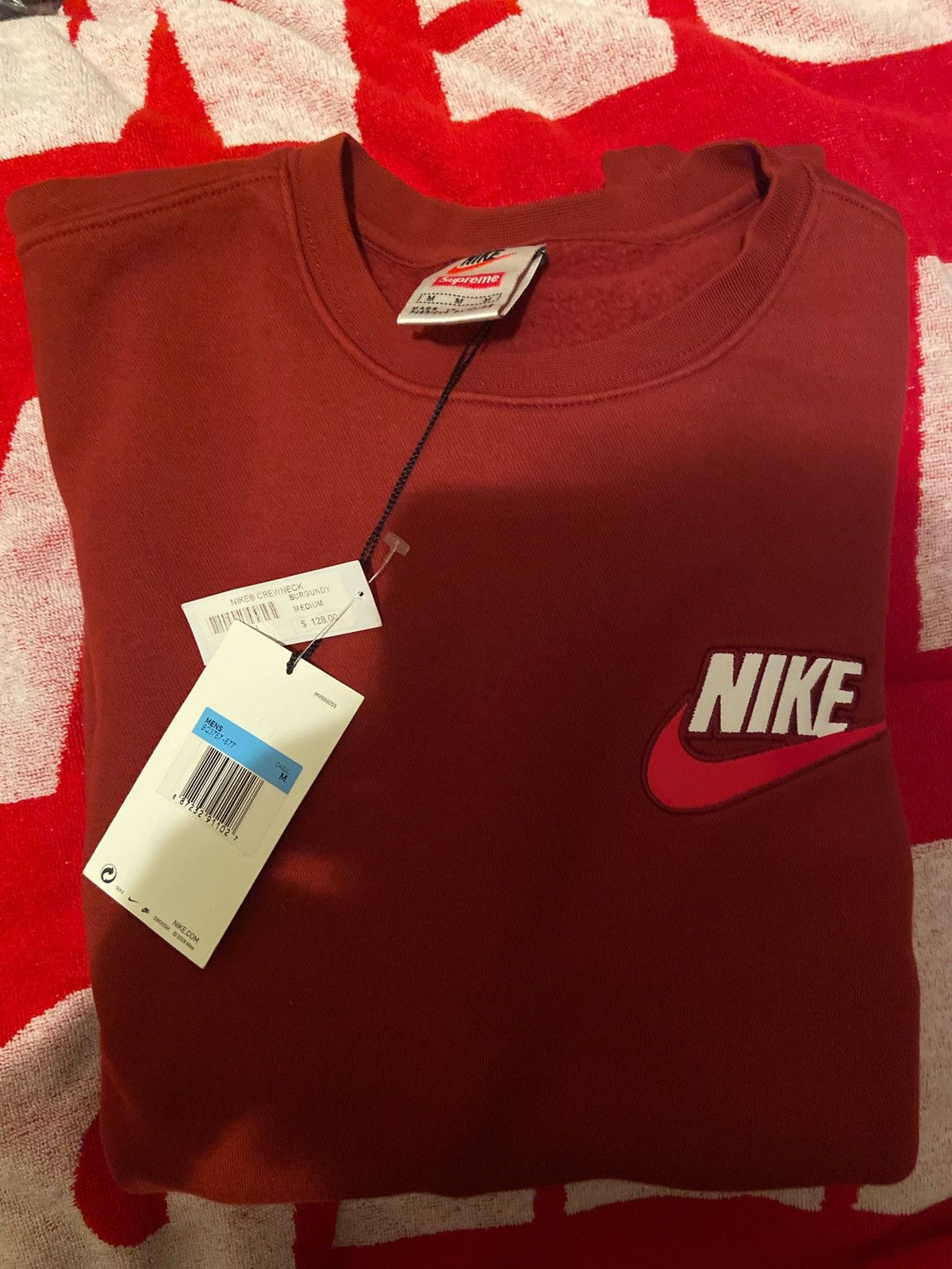 Supreme Supreme Nike Crewneck (Burgundy) size Medium Size US M / EU 48-50 / 2 - 6 Thumbnail