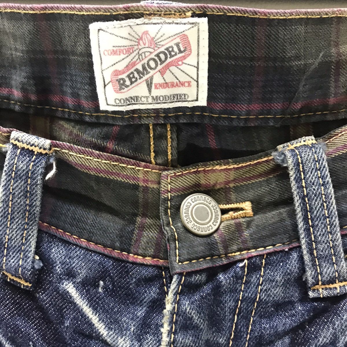 Japanese Brand Connect Remodel Denim Jeans Double layer Hybrid Size US 31 - 13 Thumbnail