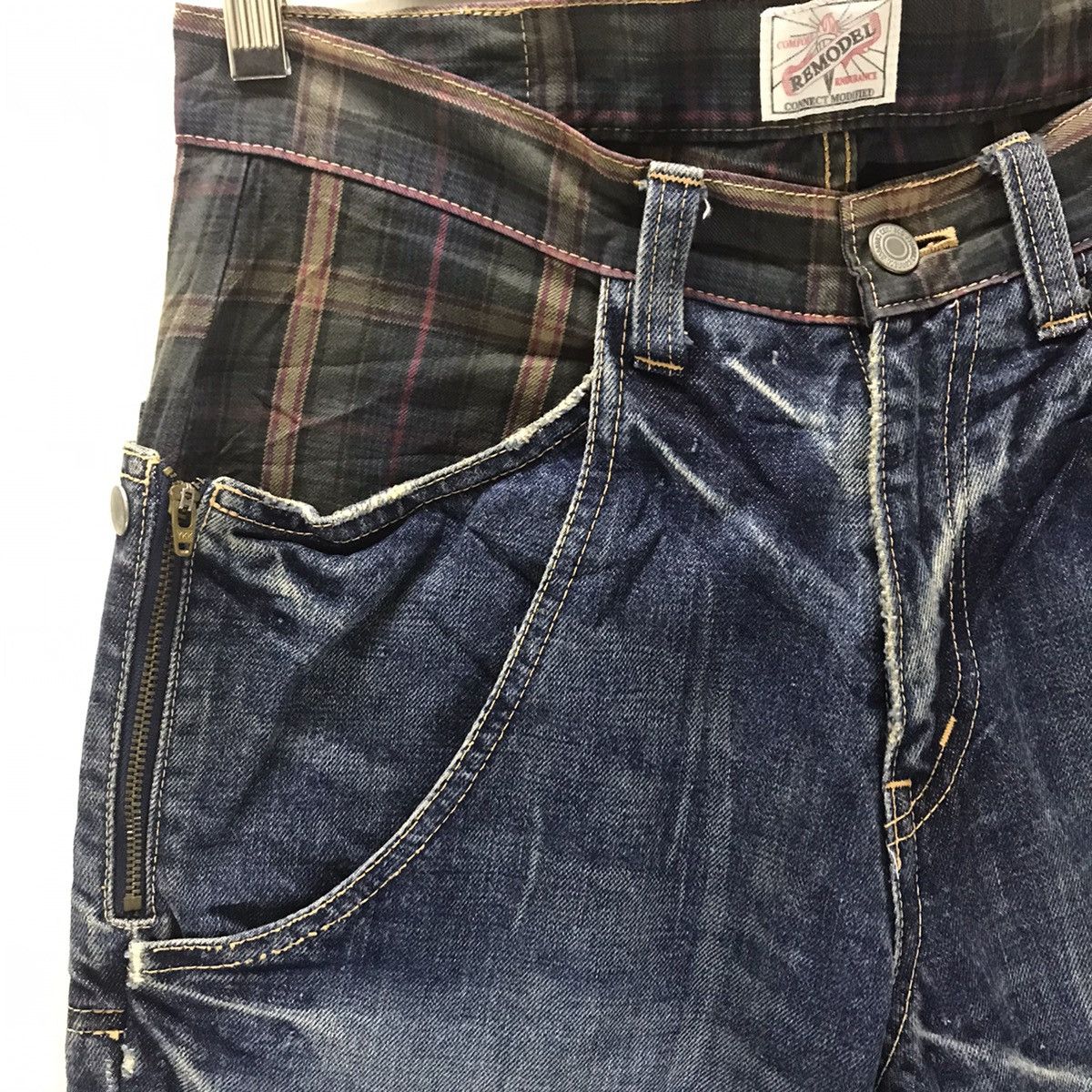 Japanese Brand Connect Remodel Denim Jeans Double layer Hybrid Size US 31 - 7 Thumbnail
