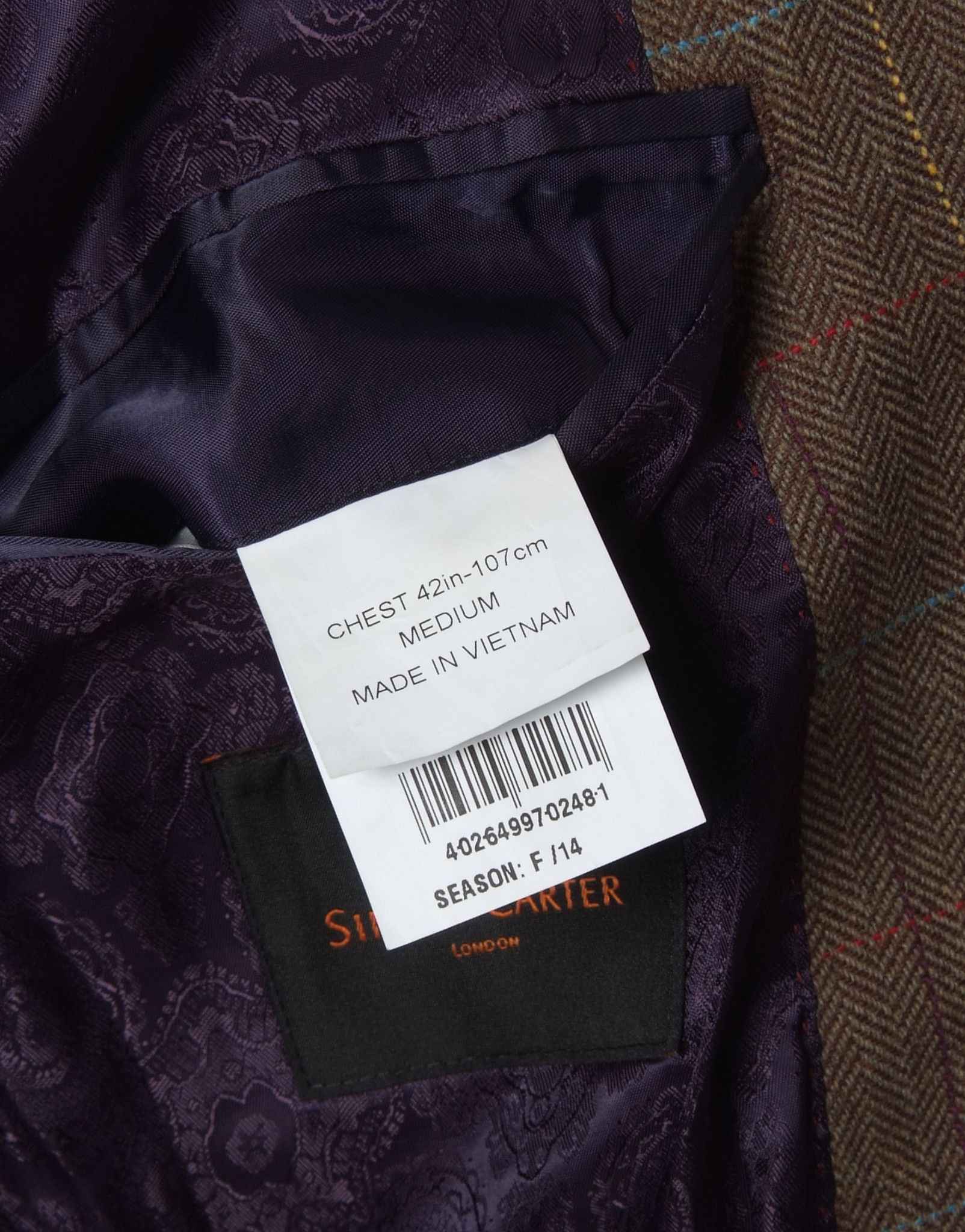 Simon Carter Simon Carter Wool Plaid Check 2 Button Blazer Jacket Size 42R - 9 Thumbnail
