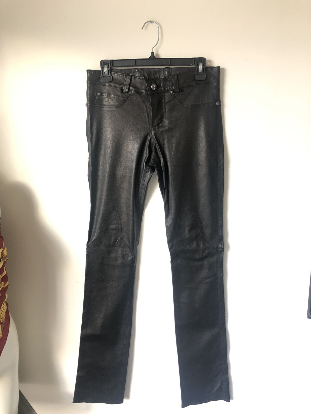 Chrome Hearts AUTH VTG CHROME HEARTS FLEUR DE LIS LEATHER PANTS 31 ...