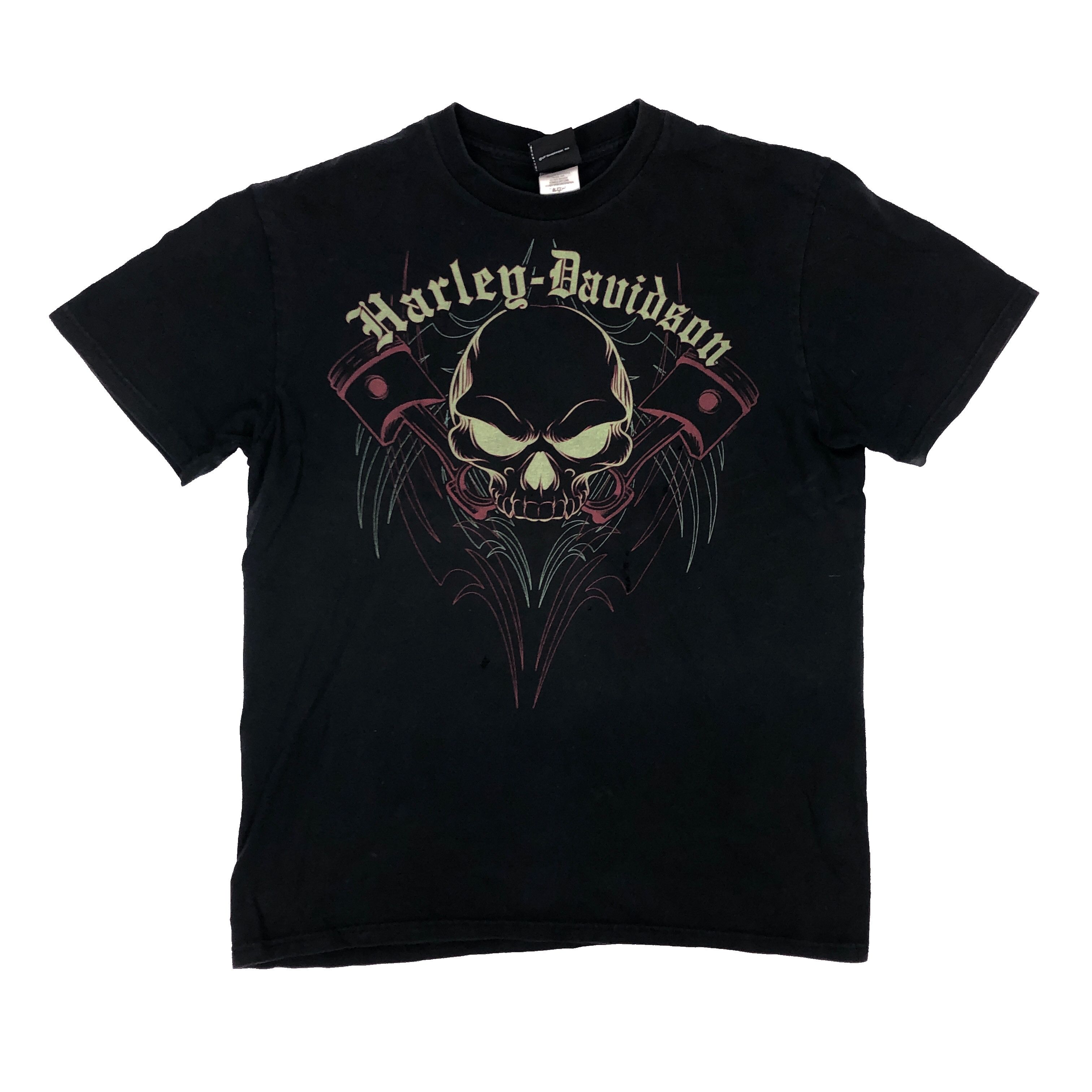 00'S Harley-Davidson Hanes Skull Pattern Motorcycle Bike T-shirt Made in USA Men's L /eaa456134 main image 1